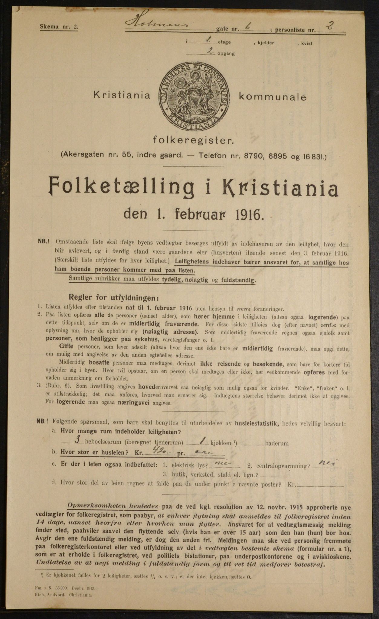 OBA, Municipal Census 1916 for Kristiania, 1916, p. 41534