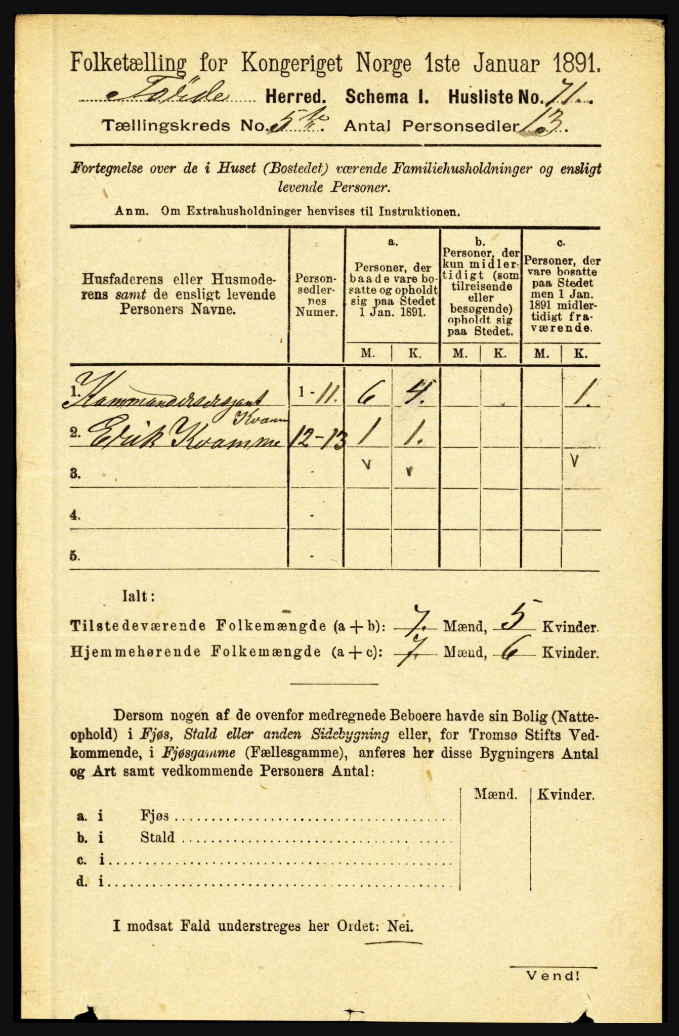 RA, 1891 census for 1432 Førde, 1891, p. 1424