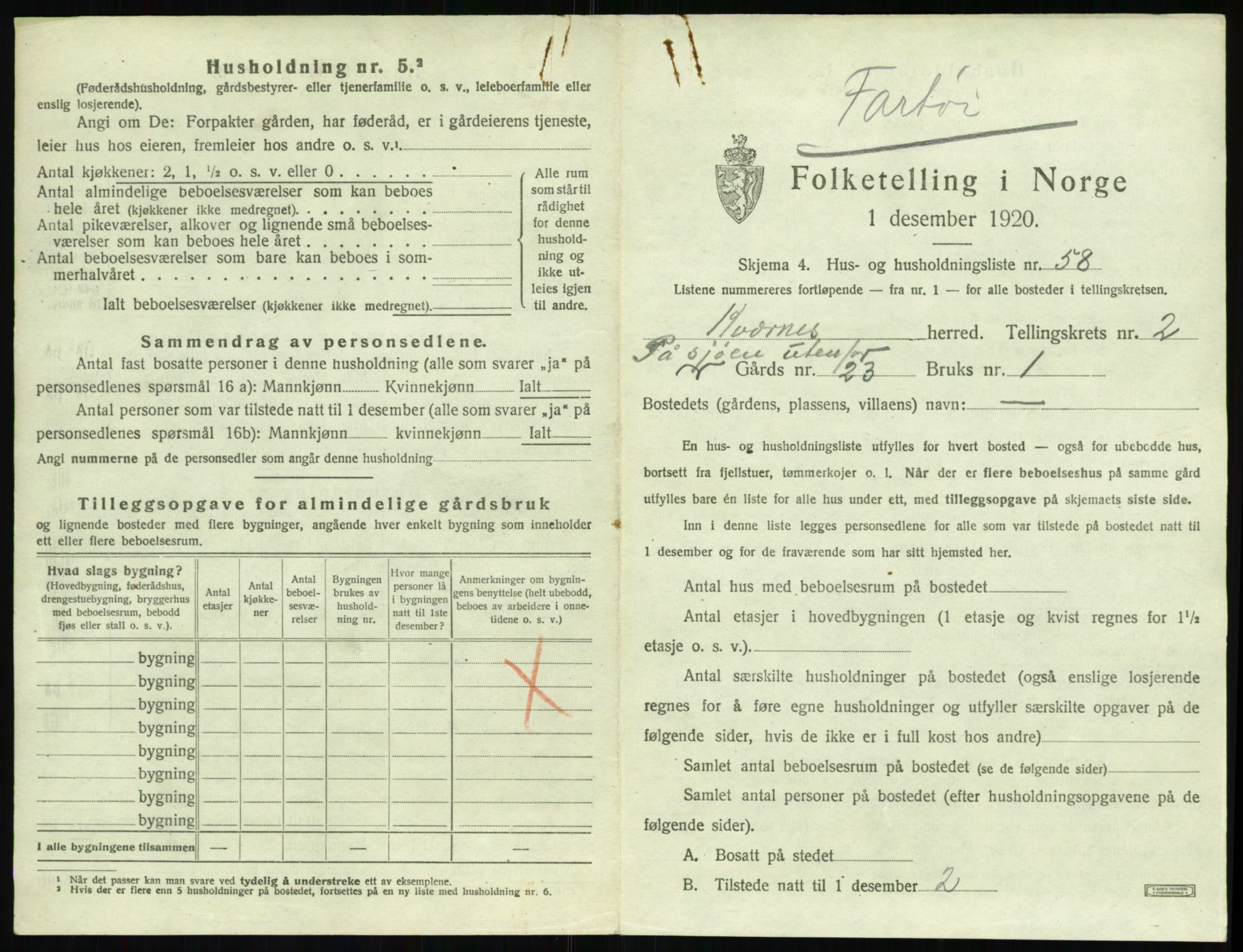 SAT, 1920 census for Kvernes, 1920, p. 235