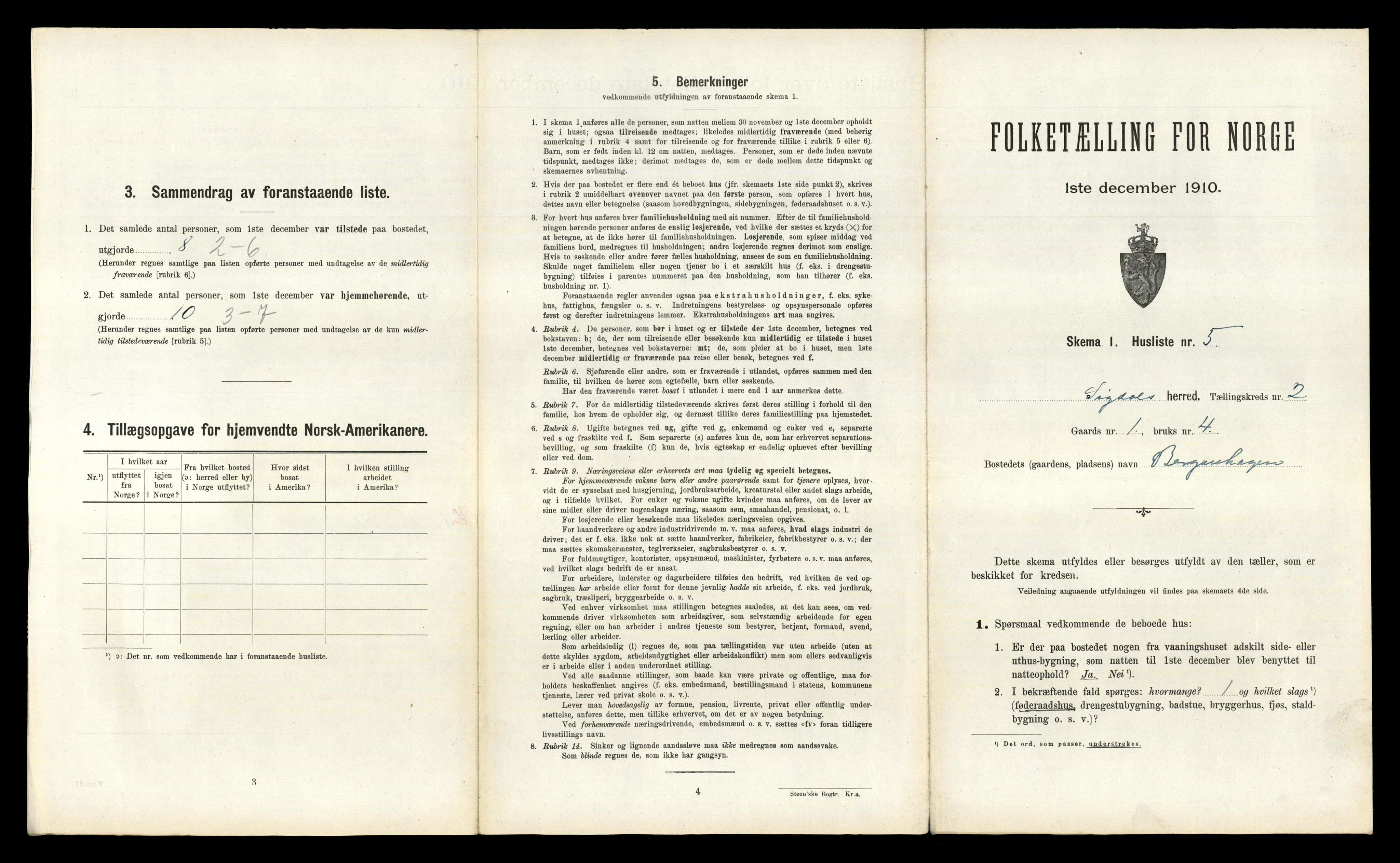 RA, 1910 census for Sigdal, 1910, p. 156