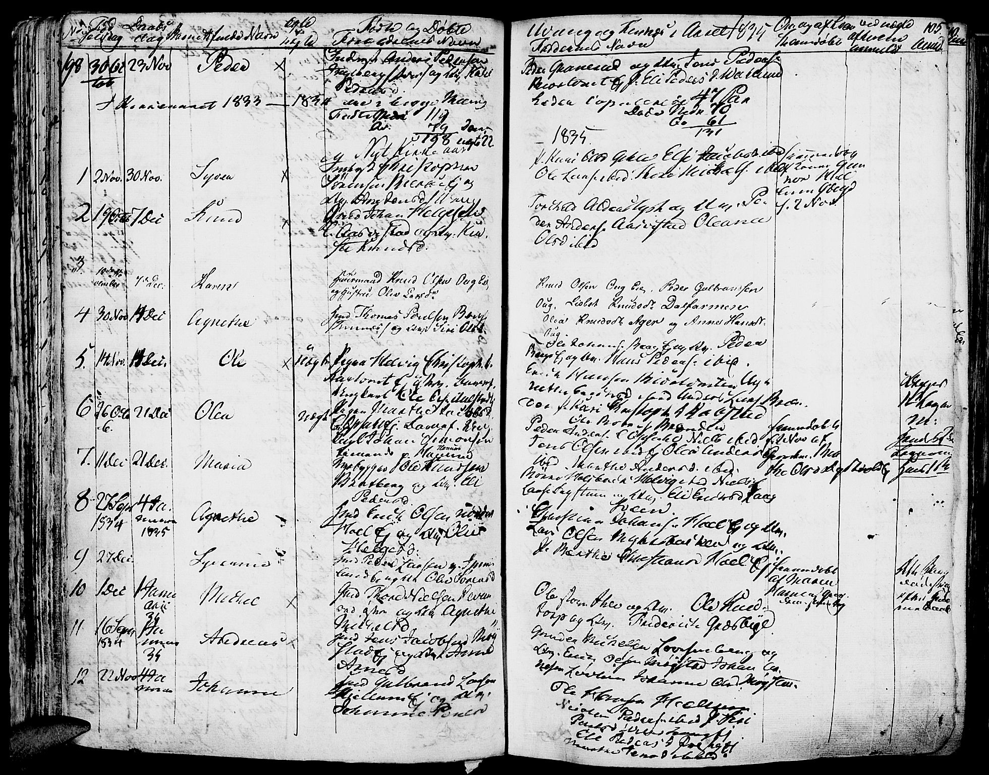 Vang prestekontor, Hedmark, SAH/PREST-008/H/Ha/Haa/L0009: Parish register (official) no. 9, 1826-1841, p. 105