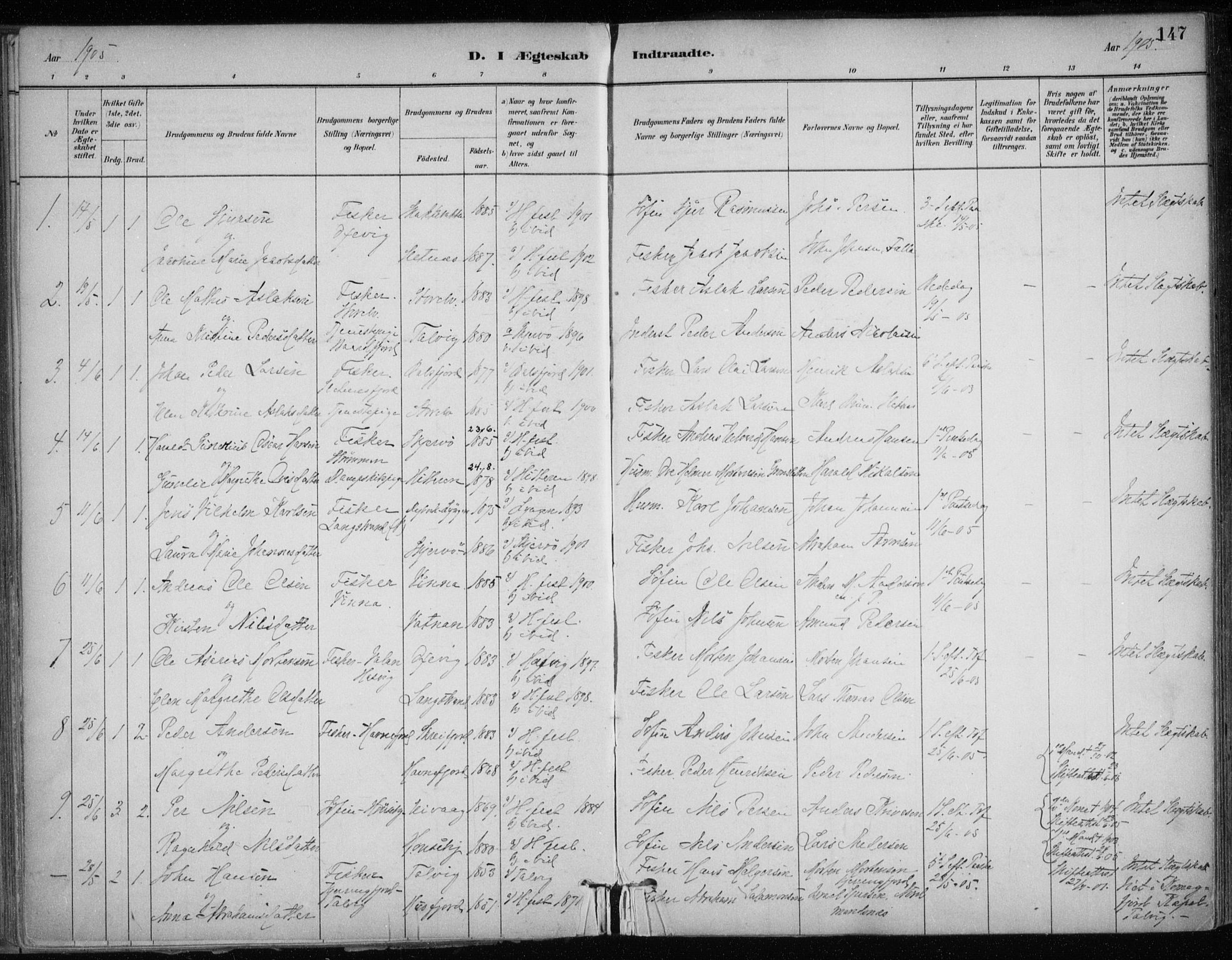 Hammerfest sokneprestkontor, SATØ/S-1347/H/Ha/L0013.kirke: Parish register (official) no. 13, 1898-1917, p. 147