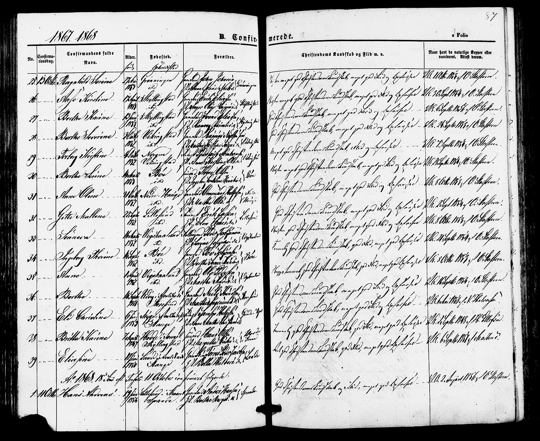 Torvastad sokneprestkontor, AV/SAST-A -101857/H/Ha/Haa/L0010: Parish register (official) no. A 10, 1857-1878, p. 87