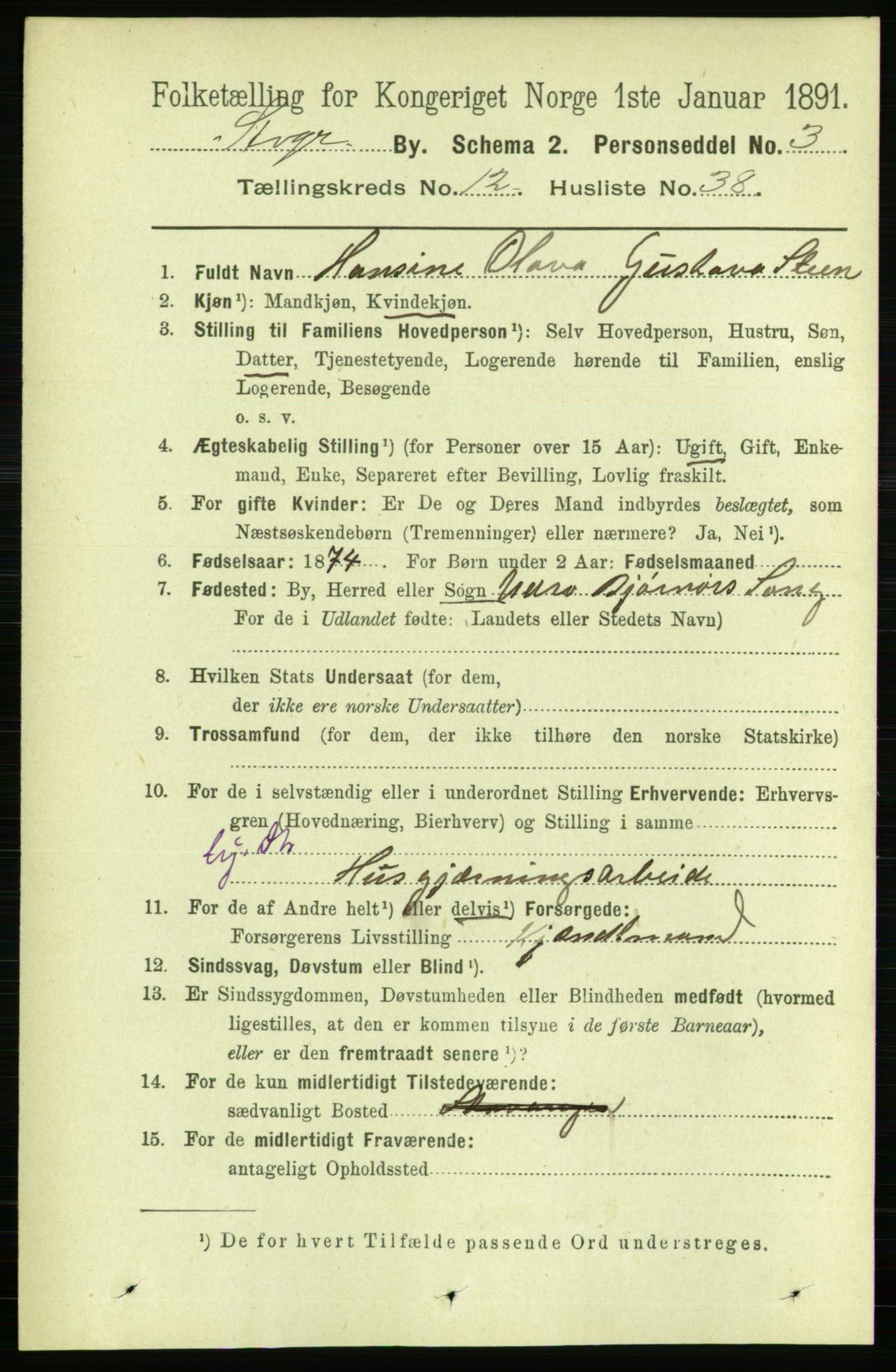 RA, 1891 census for 1103 Stavanger, 1891, p. 15369