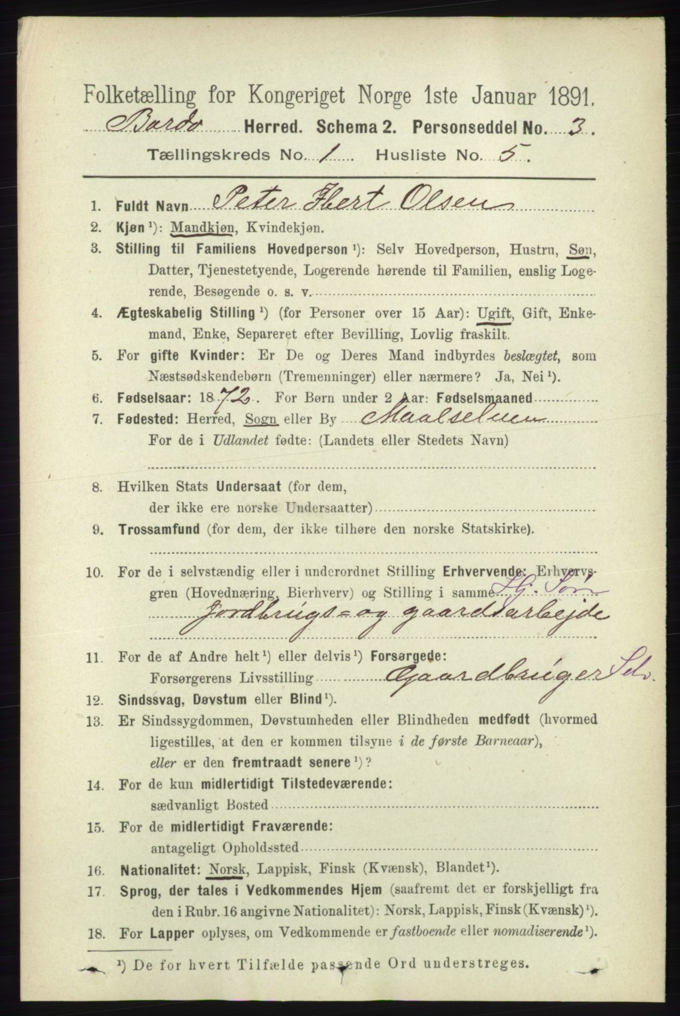 RA, 1891 census for 1922 Bardu, 1891, p. 103