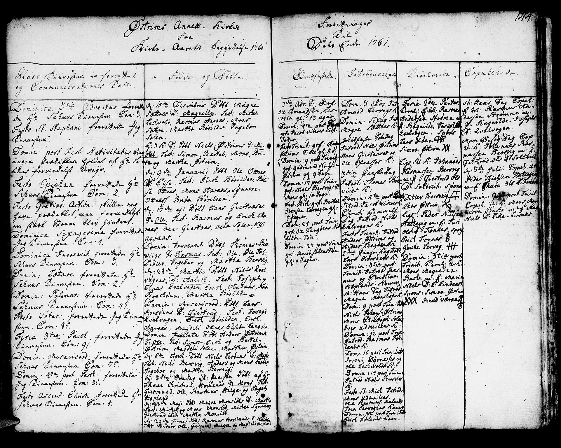 Lindås Sokneprestembete, SAB/A-76701/H/Haa: Parish register (official) no. A 3, 1748-1764, p. 144