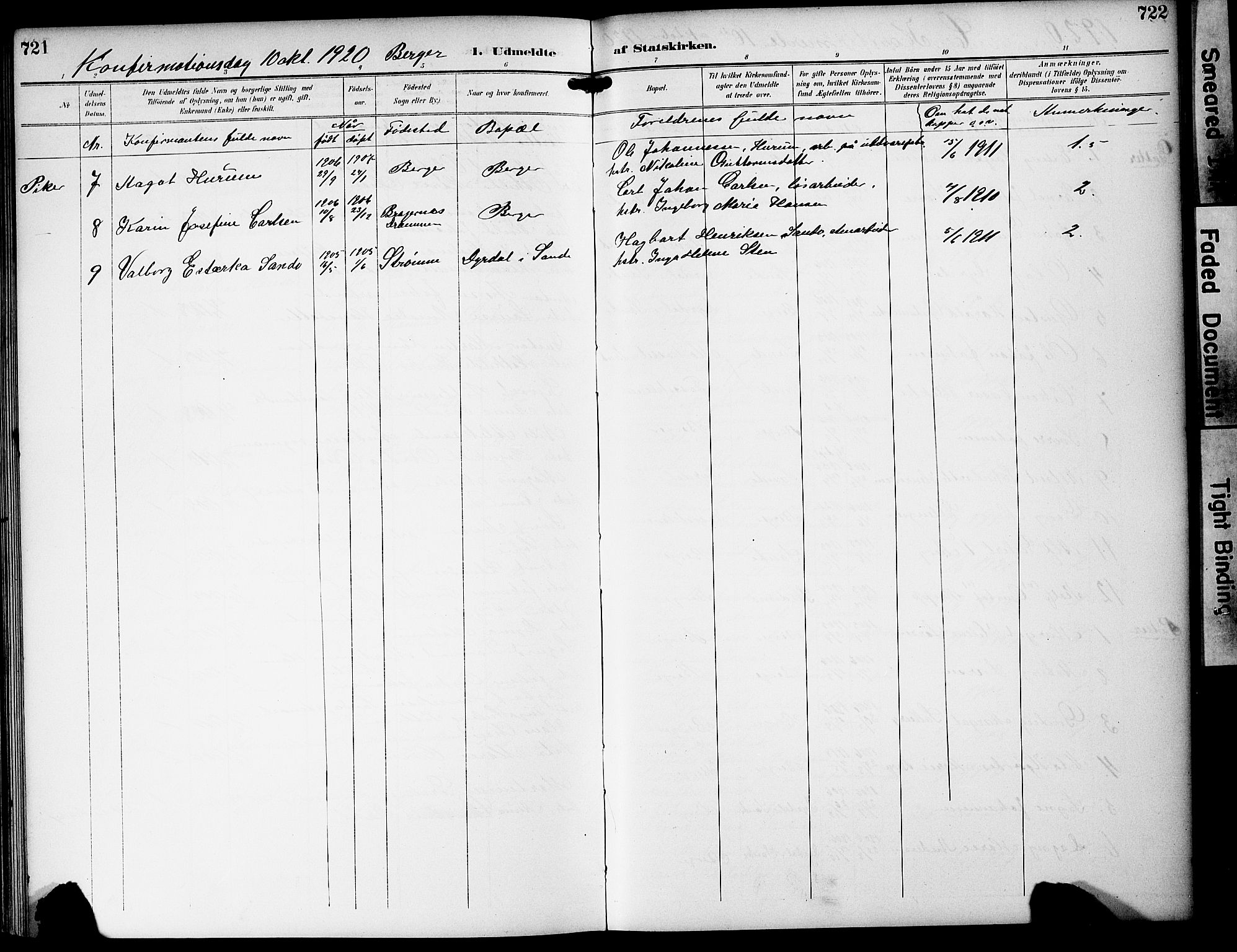 Strømm kirkebøker, AV/SAKO-A-322/G/Ga/L0004: Parish register (copy) no. I 4, 1897-1927, p. 721-722