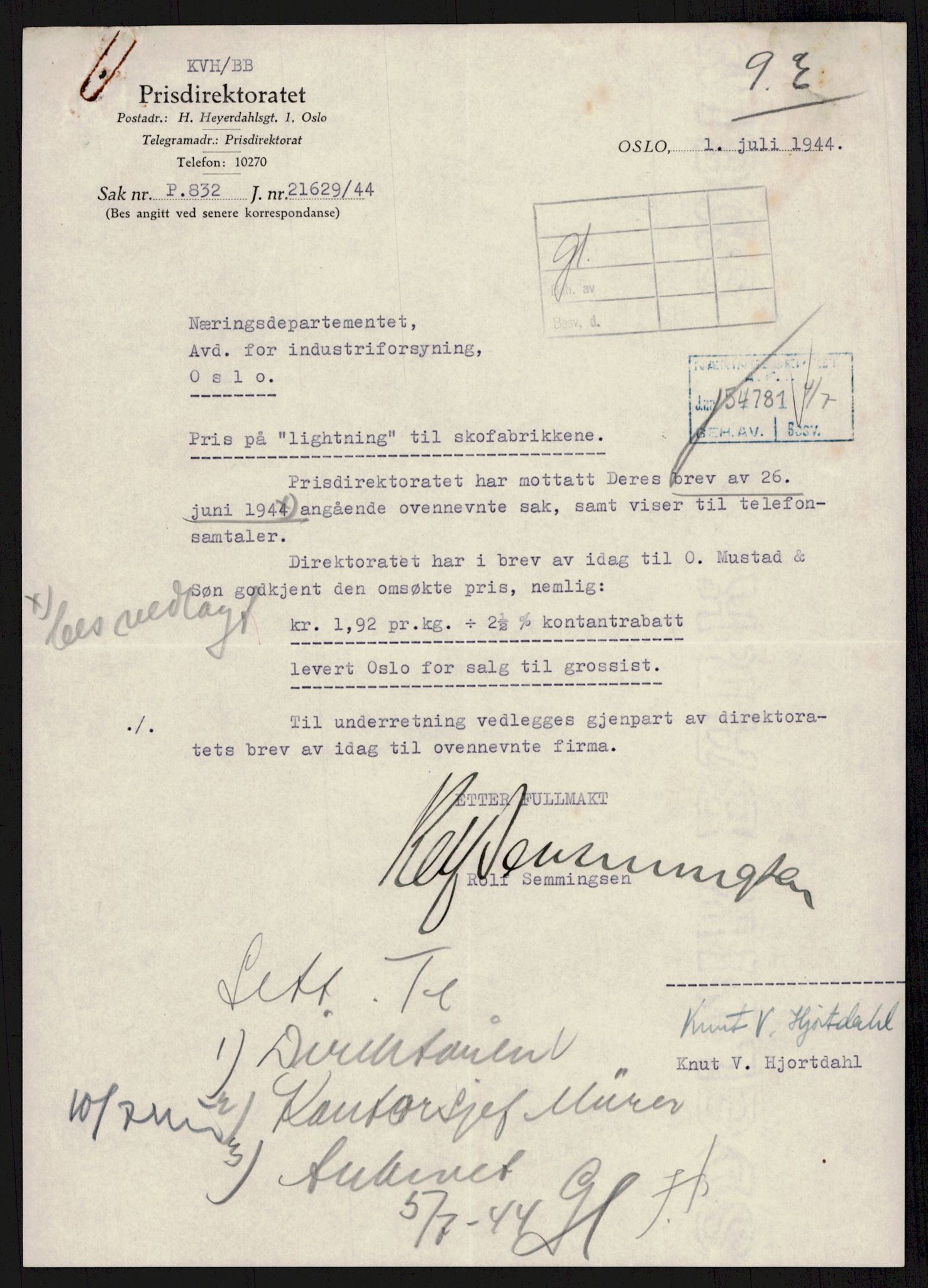 Direktoratet for industriforsyning, Sekretariatet, AV/RA-S-4153/D/Df/L0055: 9. Metallkontoret, 1940-1945, p. 267