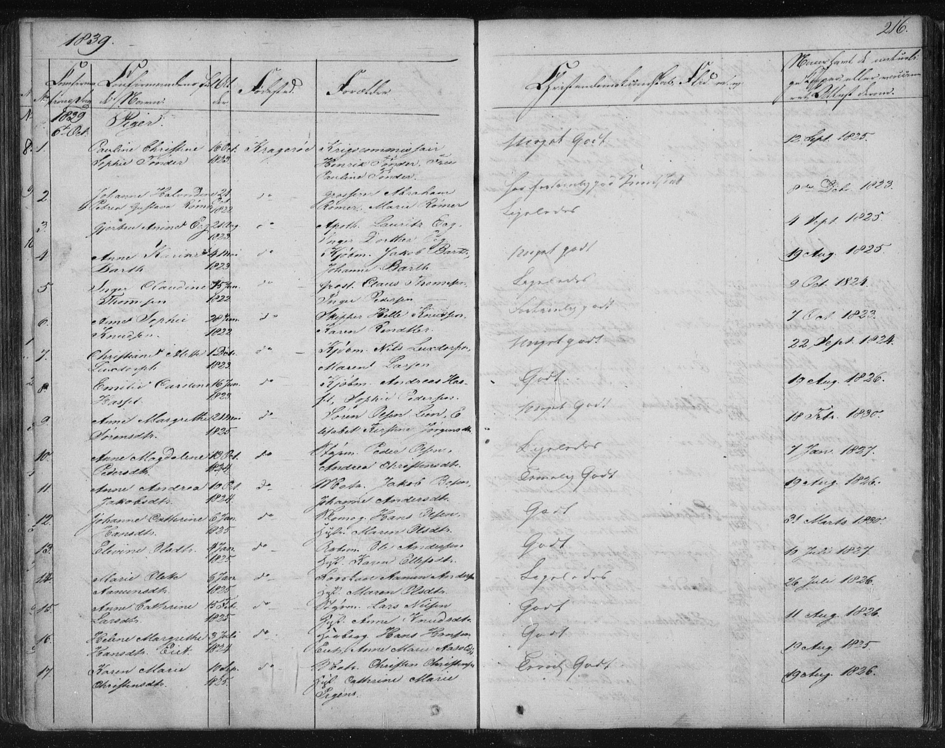 Kragerø kirkebøker, AV/SAKO-A-278/F/Fa/L0005: Parish register (official) no. 5, 1832-1847, p. 216