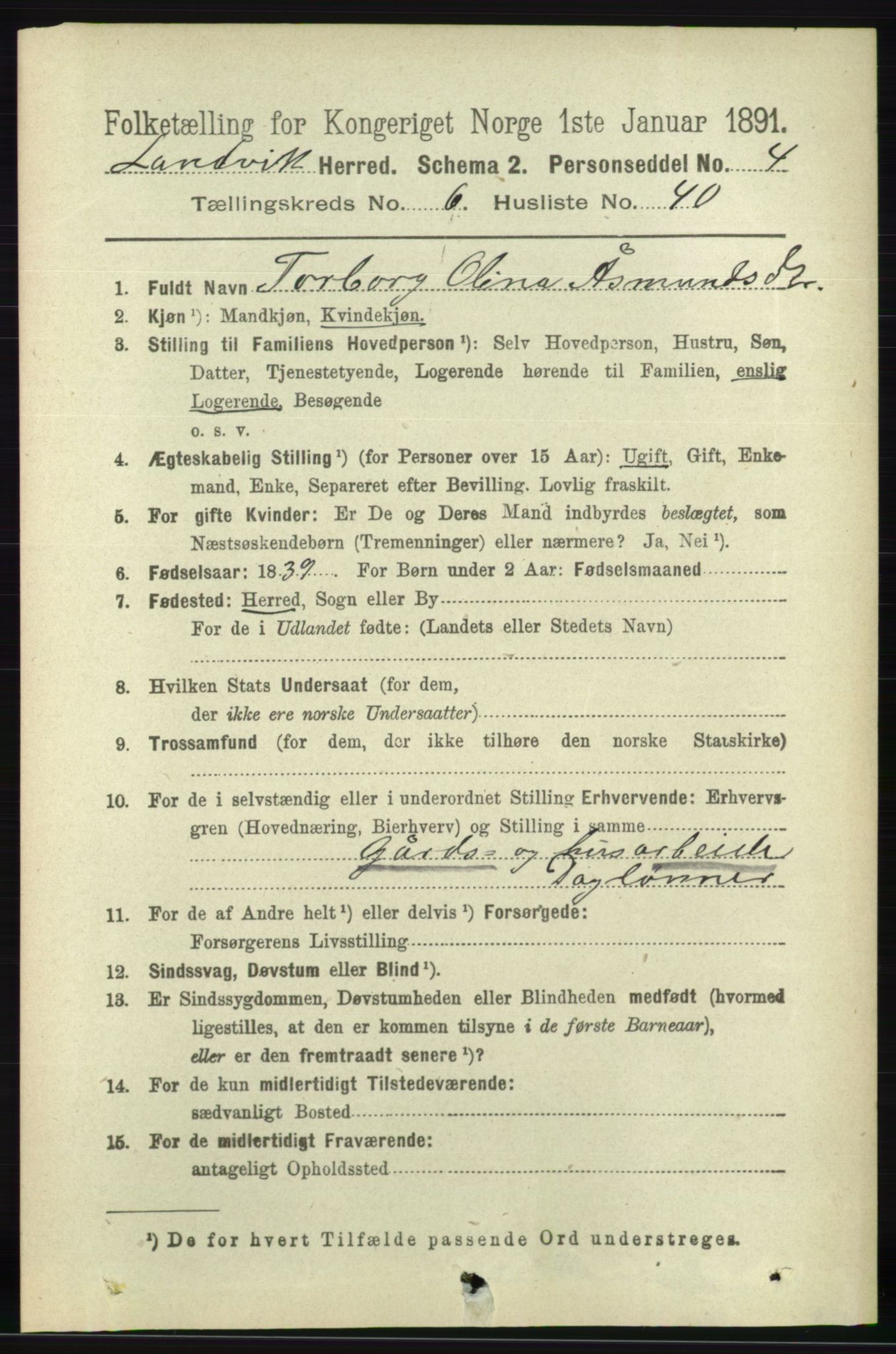 RA, 1891 census for 0924 Landvik, 1891, p. 2722