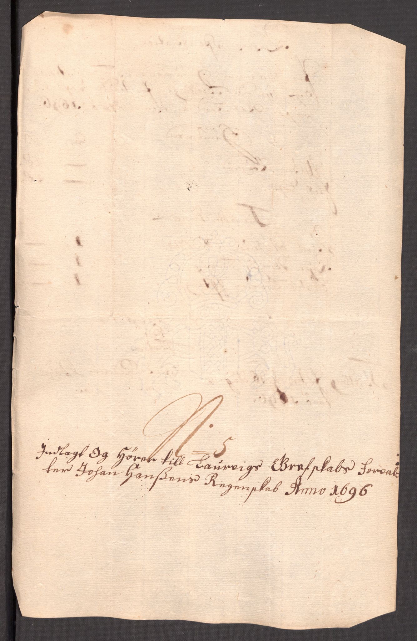 Rentekammeret inntil 1814, Reviderte regnskaper, Fogderegnskap, RA/EA-4092/R33/L1975: Fogderegnskap Larvik grevskap, 1696-1697, p. 78