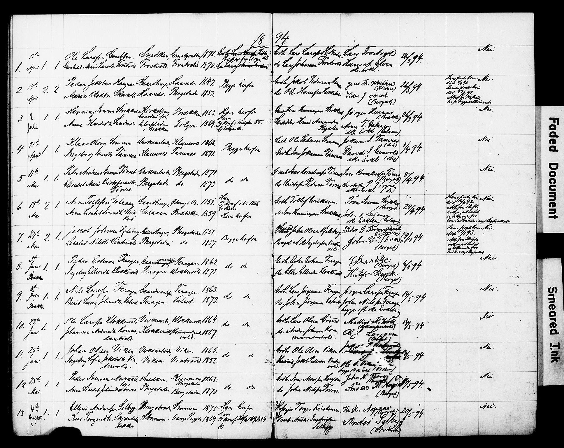 Ministerialprotokoller, klokkerbøker og fødselsregistre - Sør-Trøndelag, SAT/A-1456/681/L0934: Banns register no. 681A12, 1884-1918