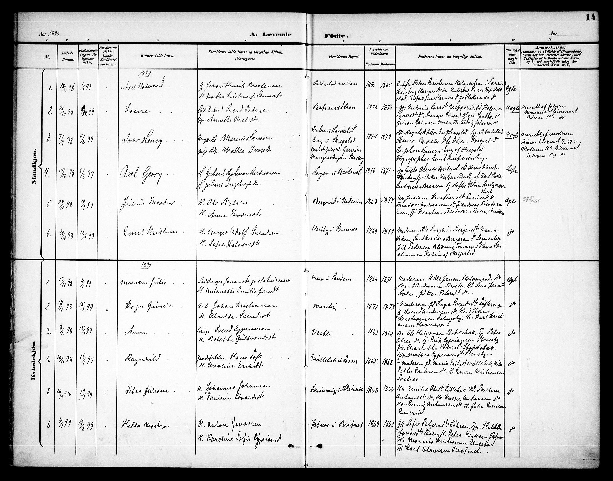 Høland prestekontor Kirkebøker, AV/SAO-A-10346a/F/Fa/L0015: Parish register (official) no. I 15, 1897-1912, p. 14