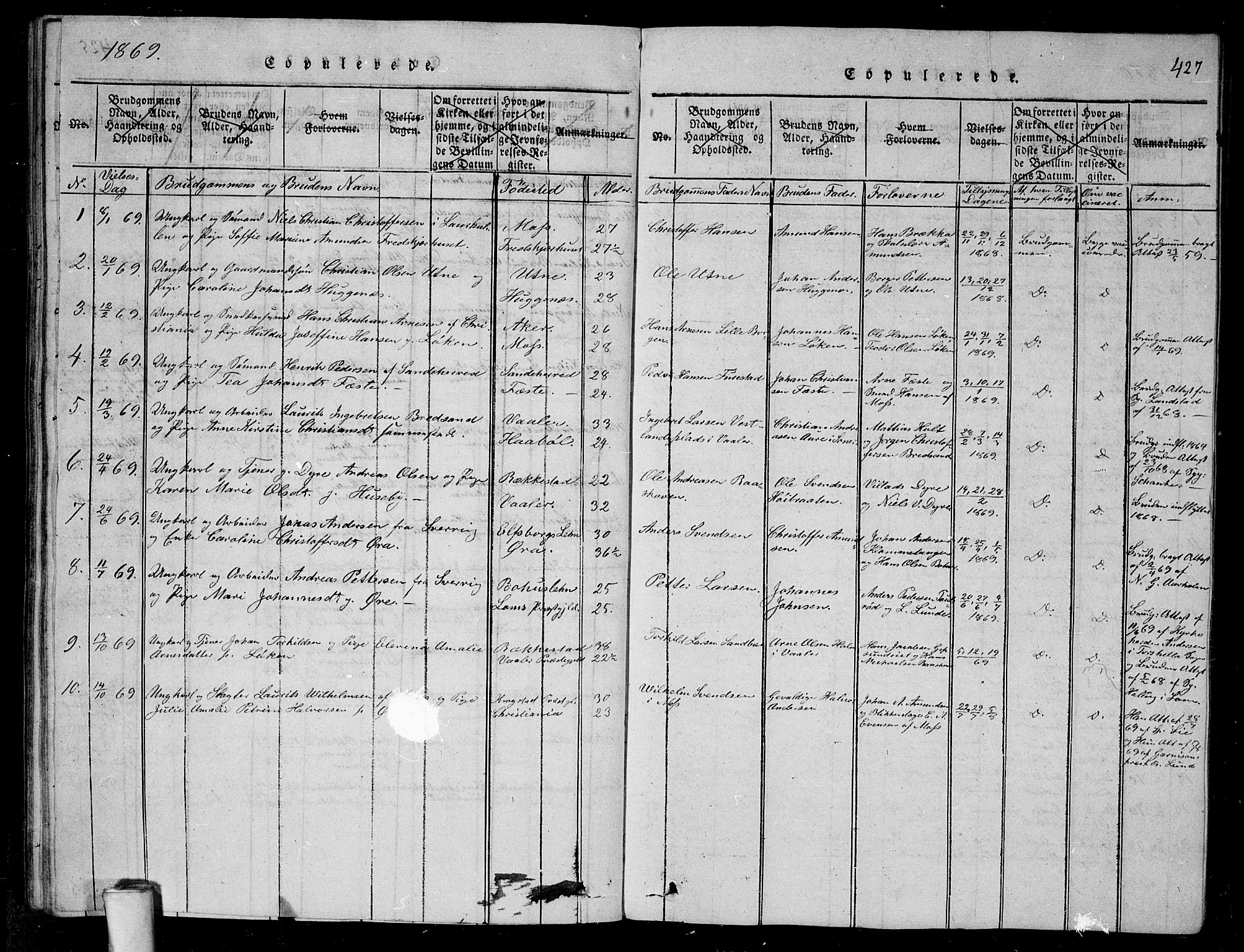 Rygge prestekontor Kirkebøker, SAO/A-10084b/G/Ga/L0001: Parish register (copy) no. 1, 1814-1871, p. 426-427
