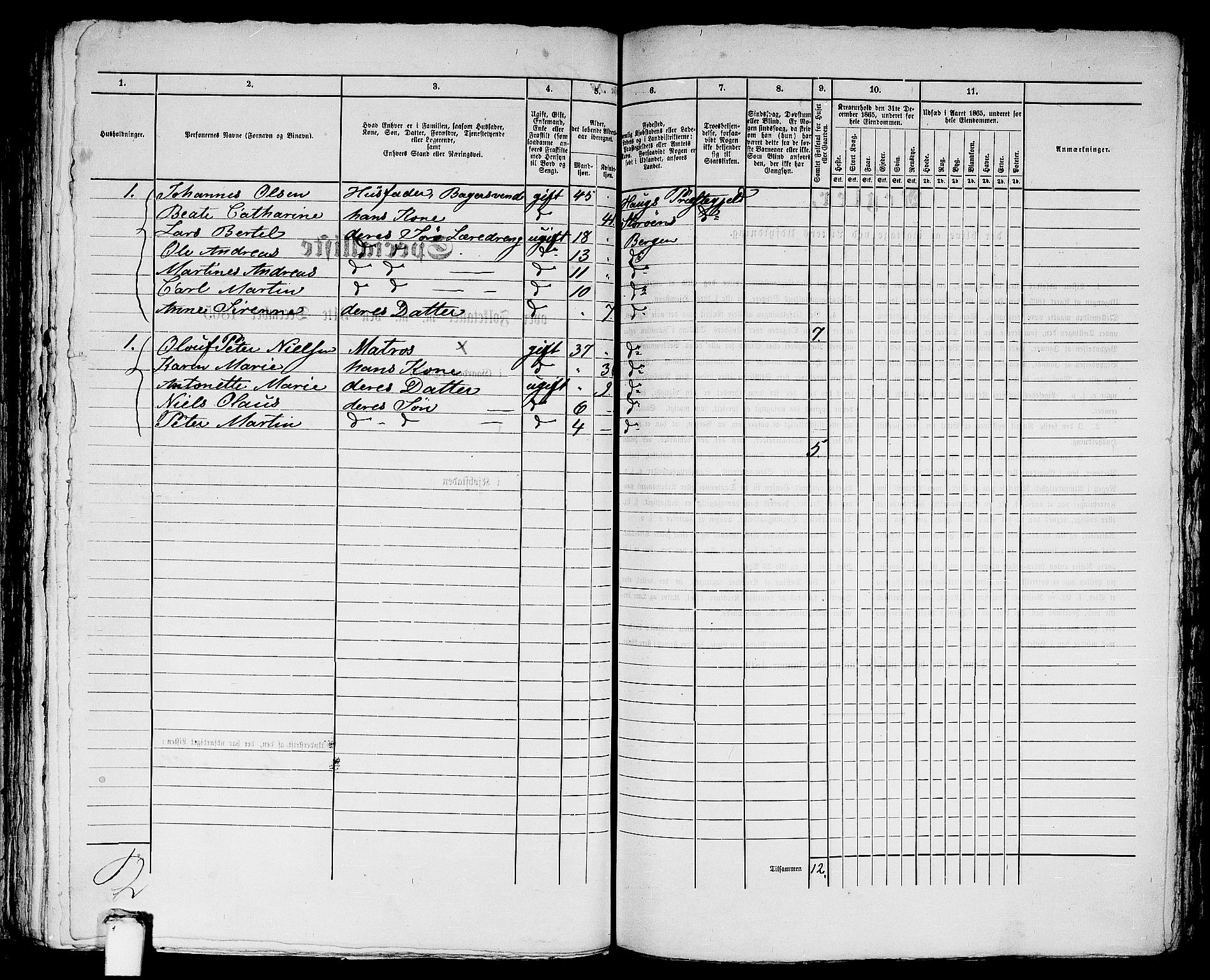 RA, 1865 census for Bergen, 1865, p. 1879