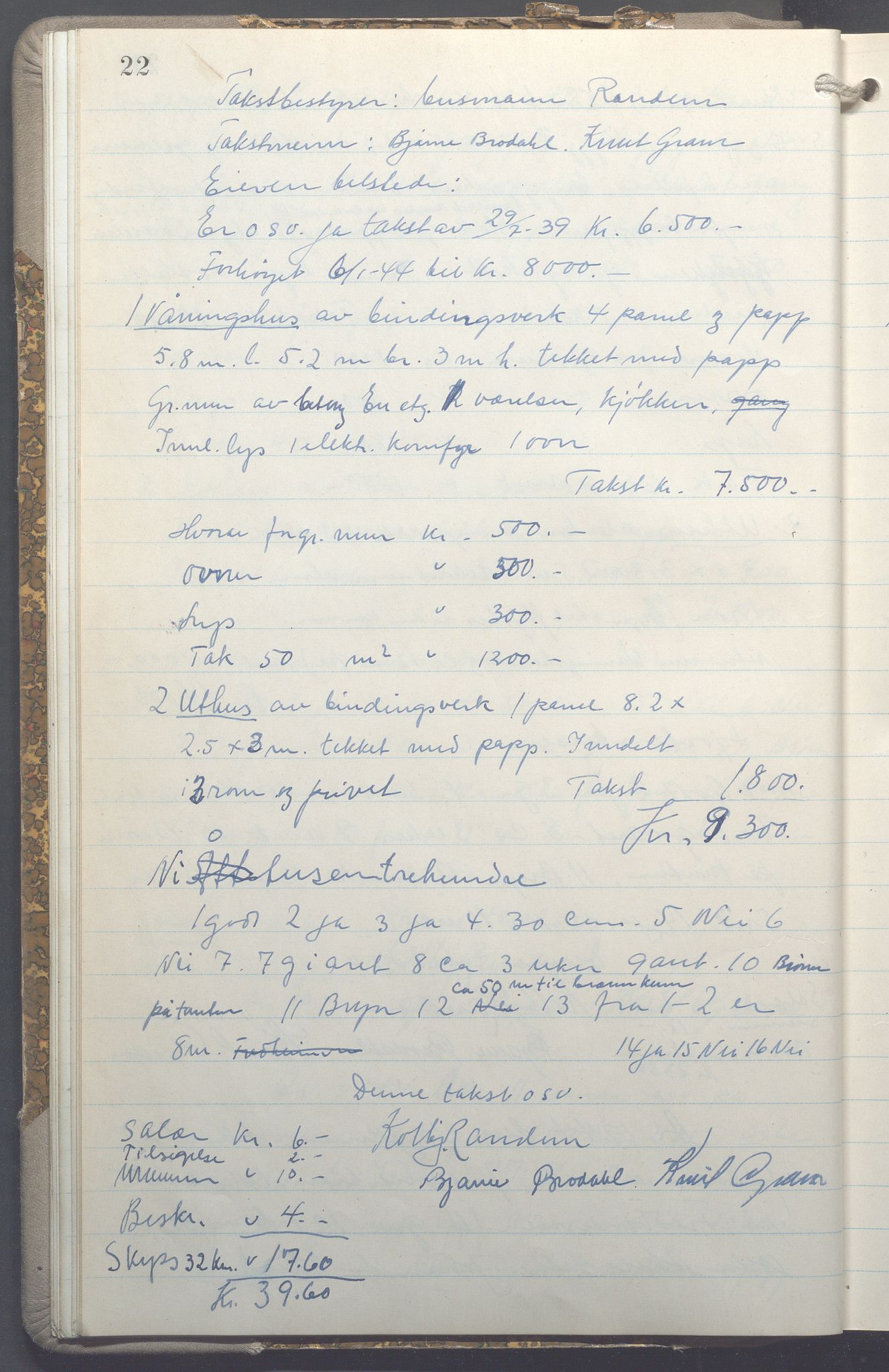 Lensmennene i Aker, OBA/A-10133/F/Fc/L0035: Branntakstprotokoll, 1943-1946, p. 22
