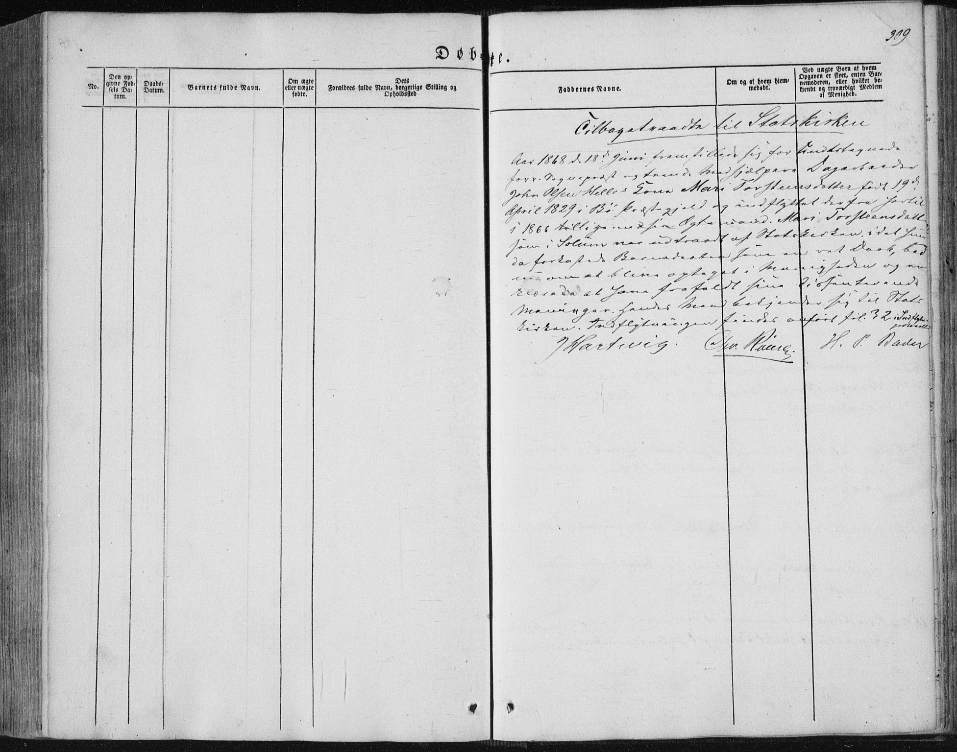 Sannidal kirkebøker, AV/SAKO-A-296/F/Fa/L0008: Parish register (official) no. 8, 1847-1862, p. 309