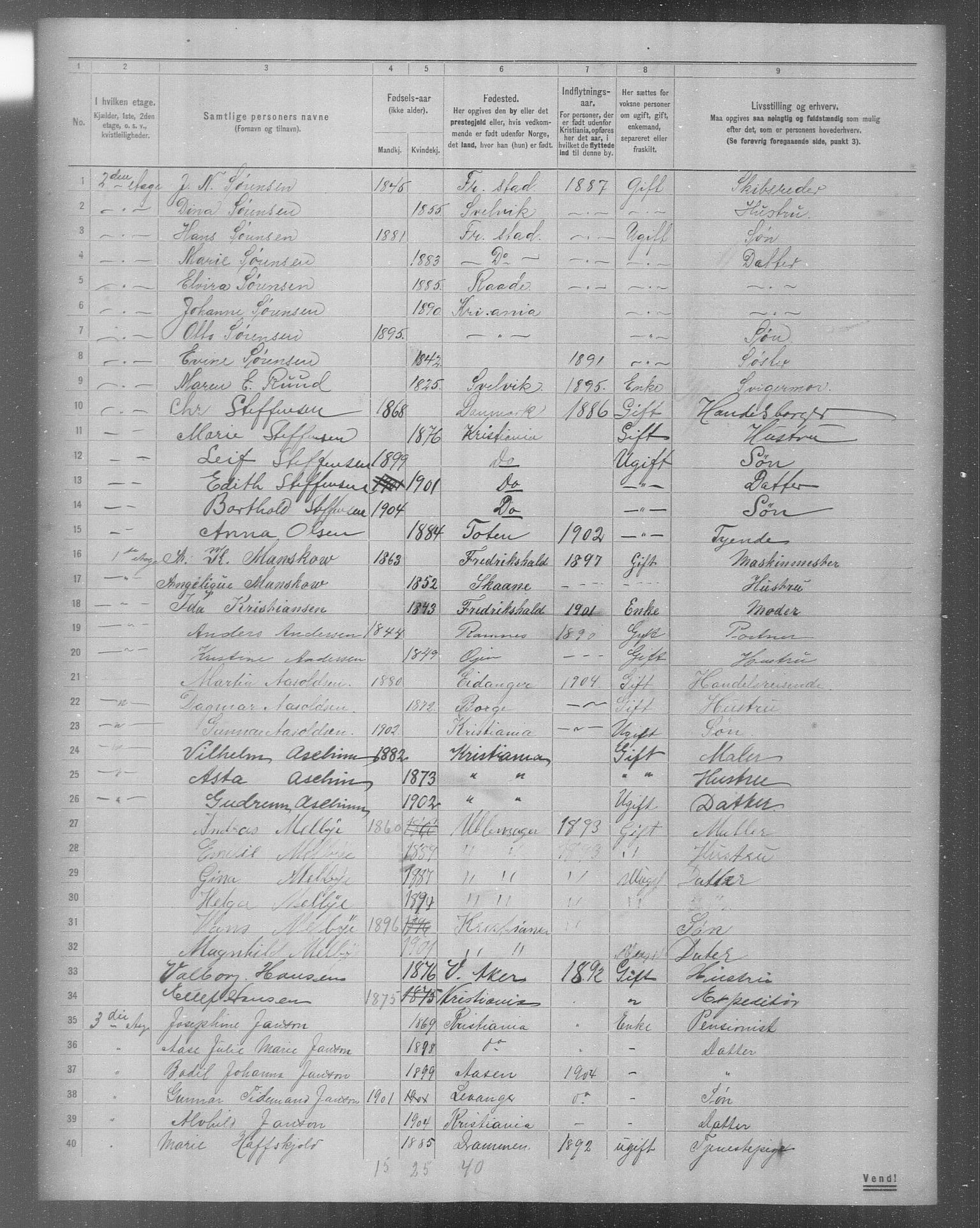 OBA, Municipal Census 1904 for Kristiania, 1904, p. 13005