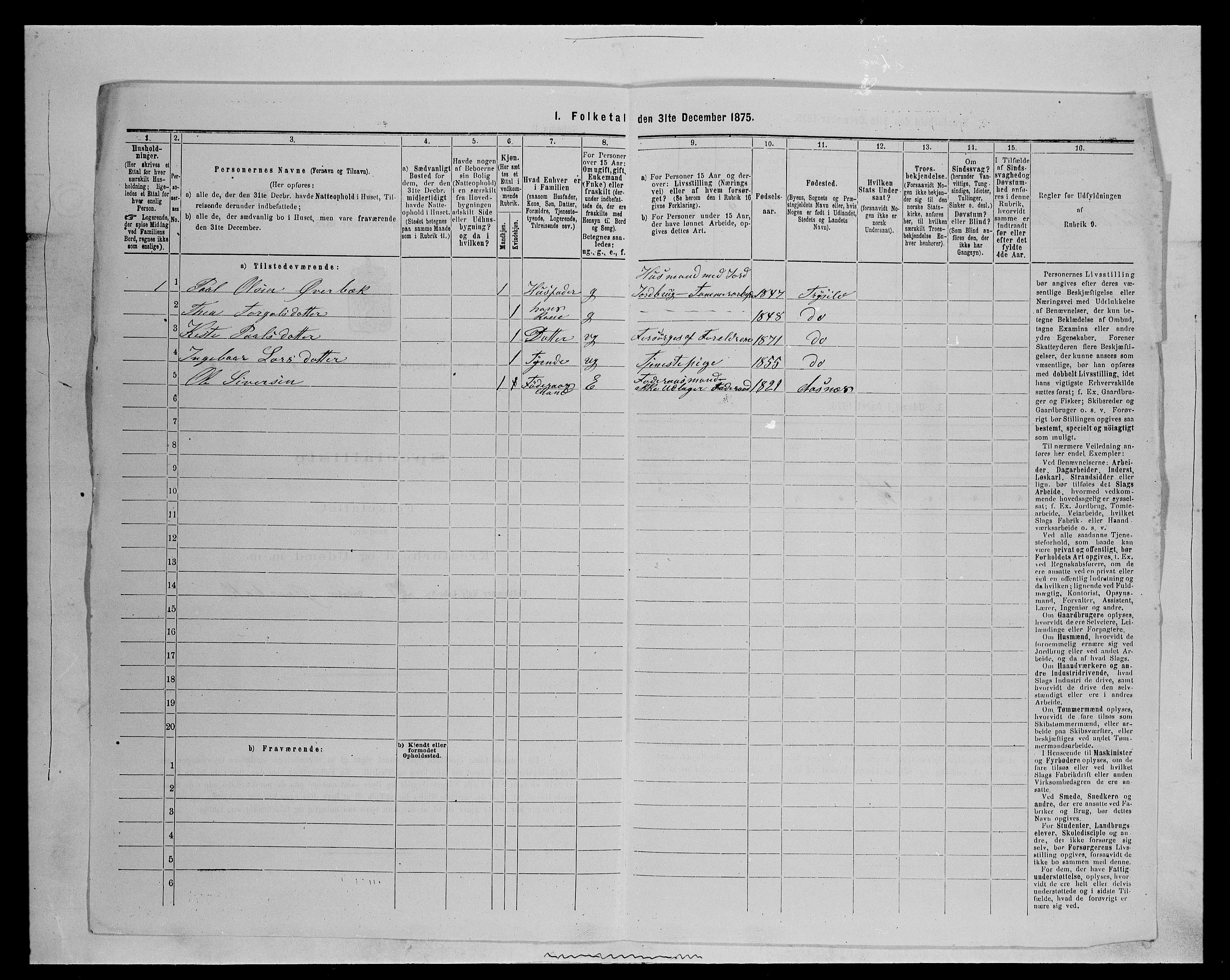 SAH, 1875 census for 0428P Trysil, 1875, p. 1071