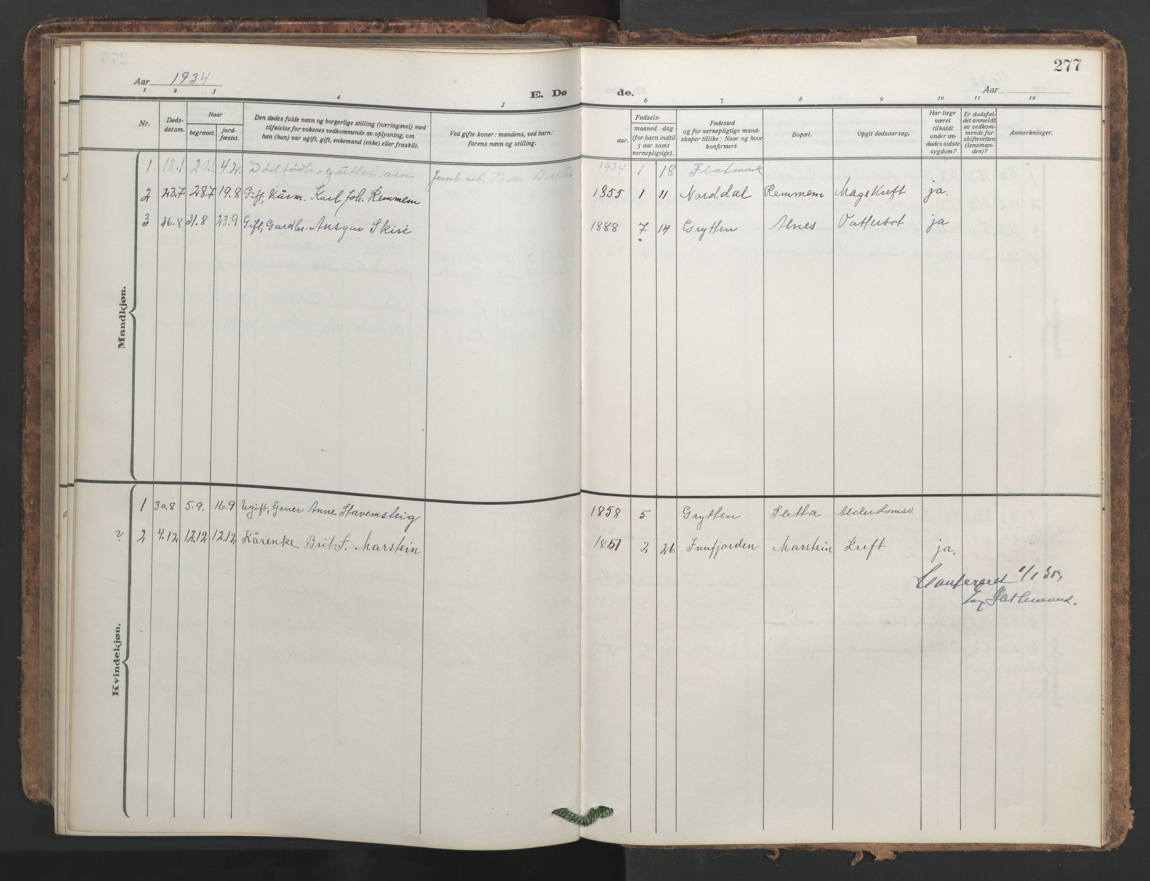 Ministerialprotokoller, klokkerbøker og fødselsregistre - Møre og Romsdal, AV/SAT-A-1454/546/L0597: Parish register (copy) no. 546C03, 1921-1959, p. 277