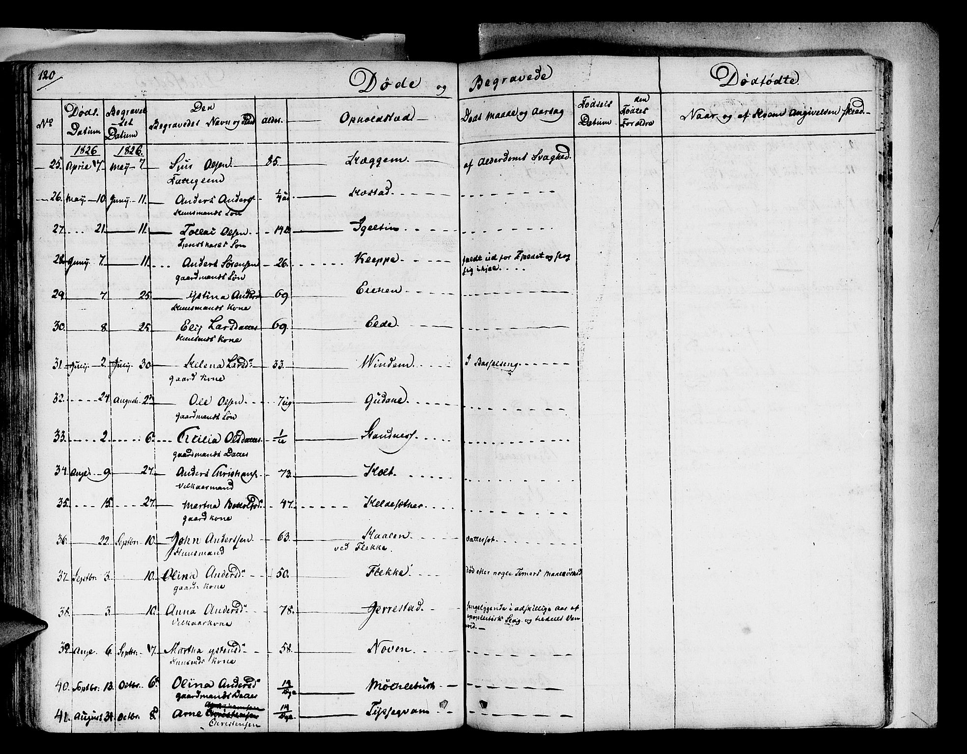 Fjaler sokneprestembete, AV/SAB-A-79801/H/Haa/Haaa/L0005: Parish register (official) no. A 5, 1821-1835, p. 120