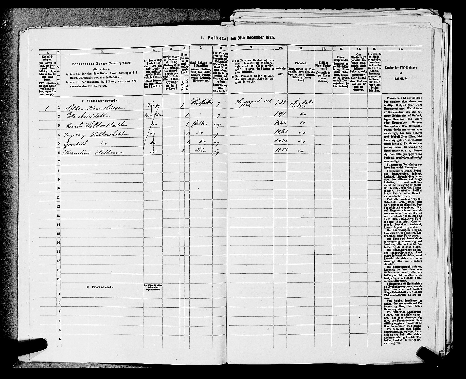 SAKO, 1875 census for 0621P Sigdal, 1875, p. 428