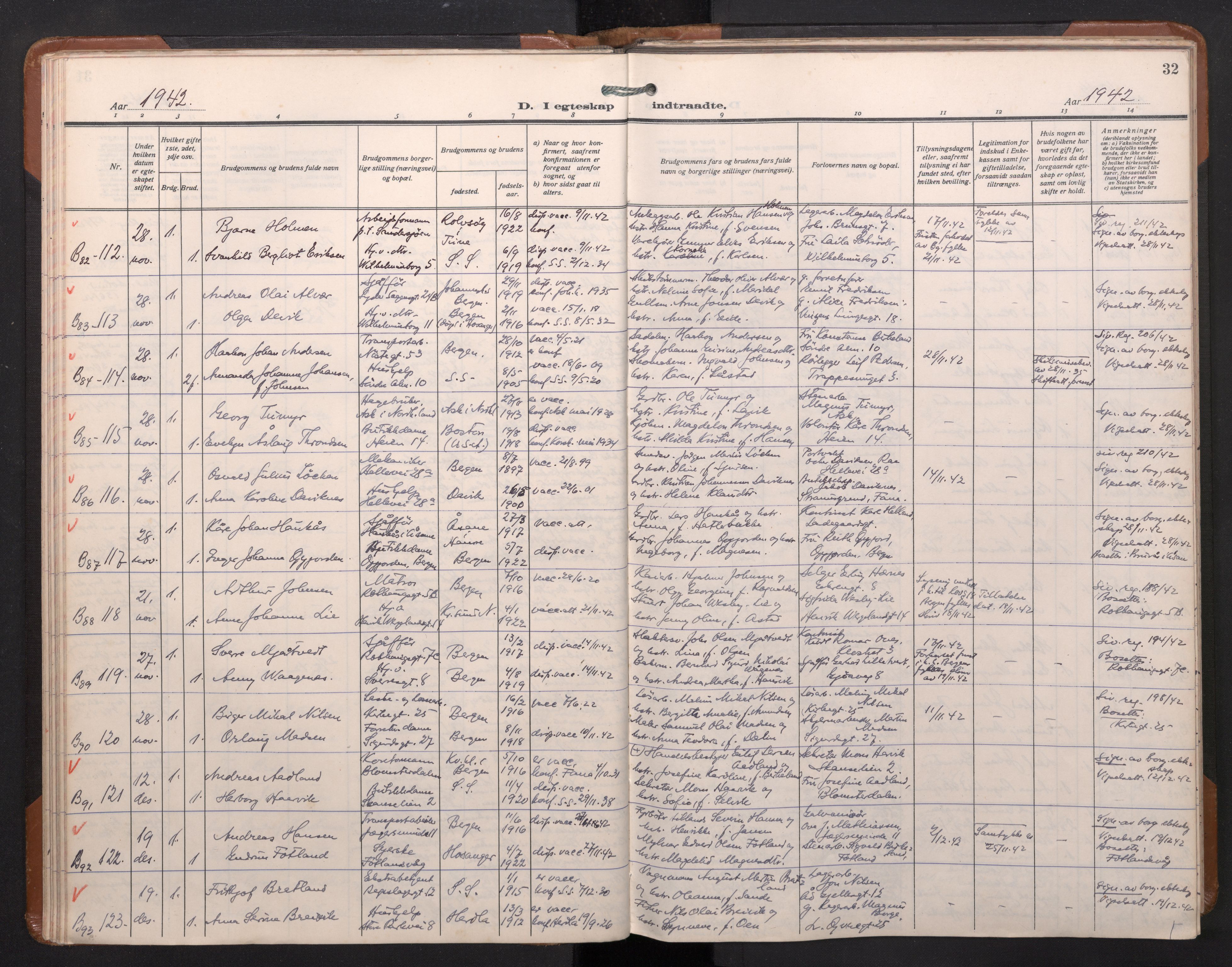 Sandviken Sokneprestembete, AV/SAB-A-77601/H/Ha/L0017: Parish register (official) no. D 4, 1940-1954, p. 32