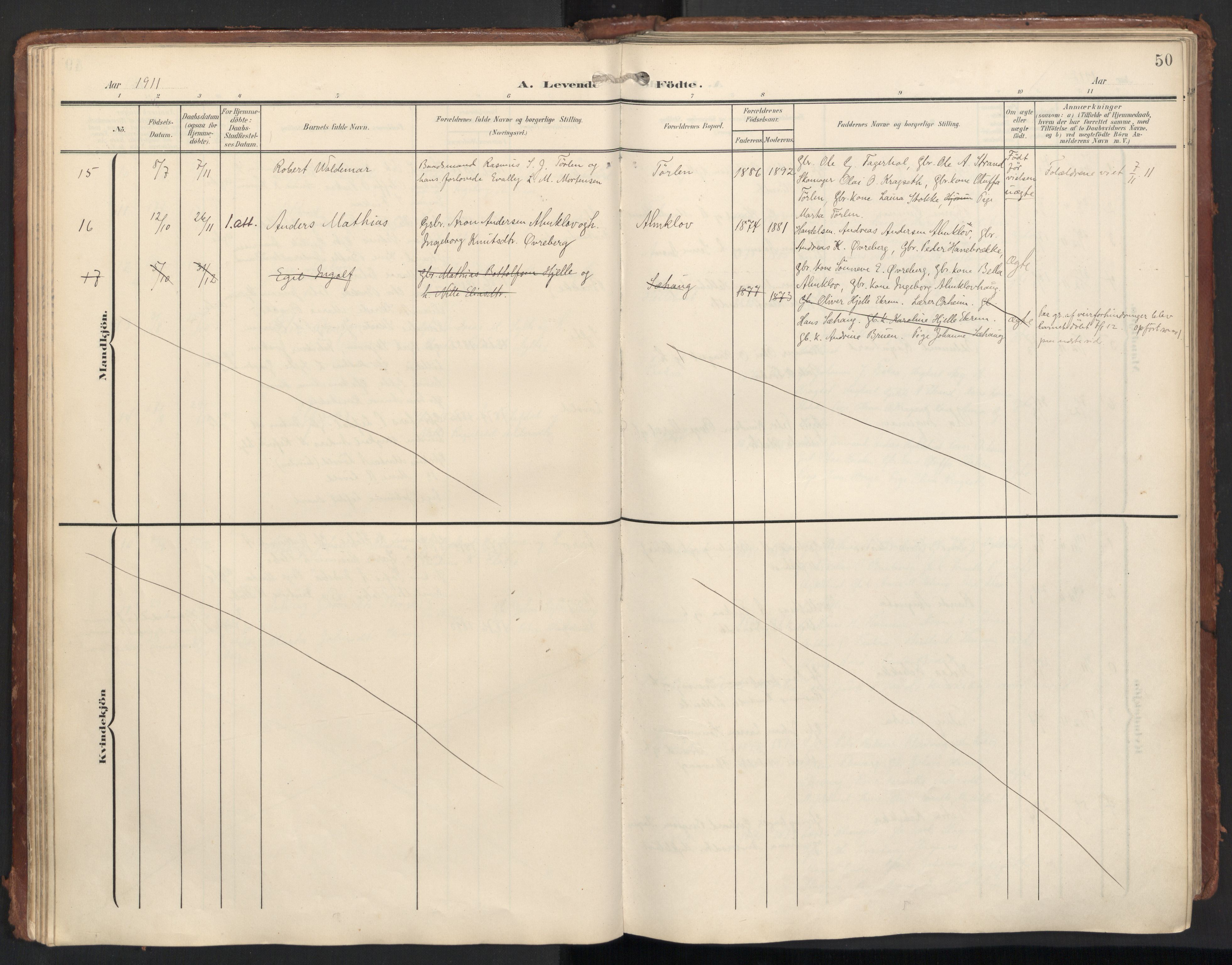 Ministerialprotokoller, klokkerbøker og fødselsregistre - Møre og Romsdal, AV/SAT-A-1454/501/L0011: Parish register (official) no. 501A11, 1902-1919, p. 50