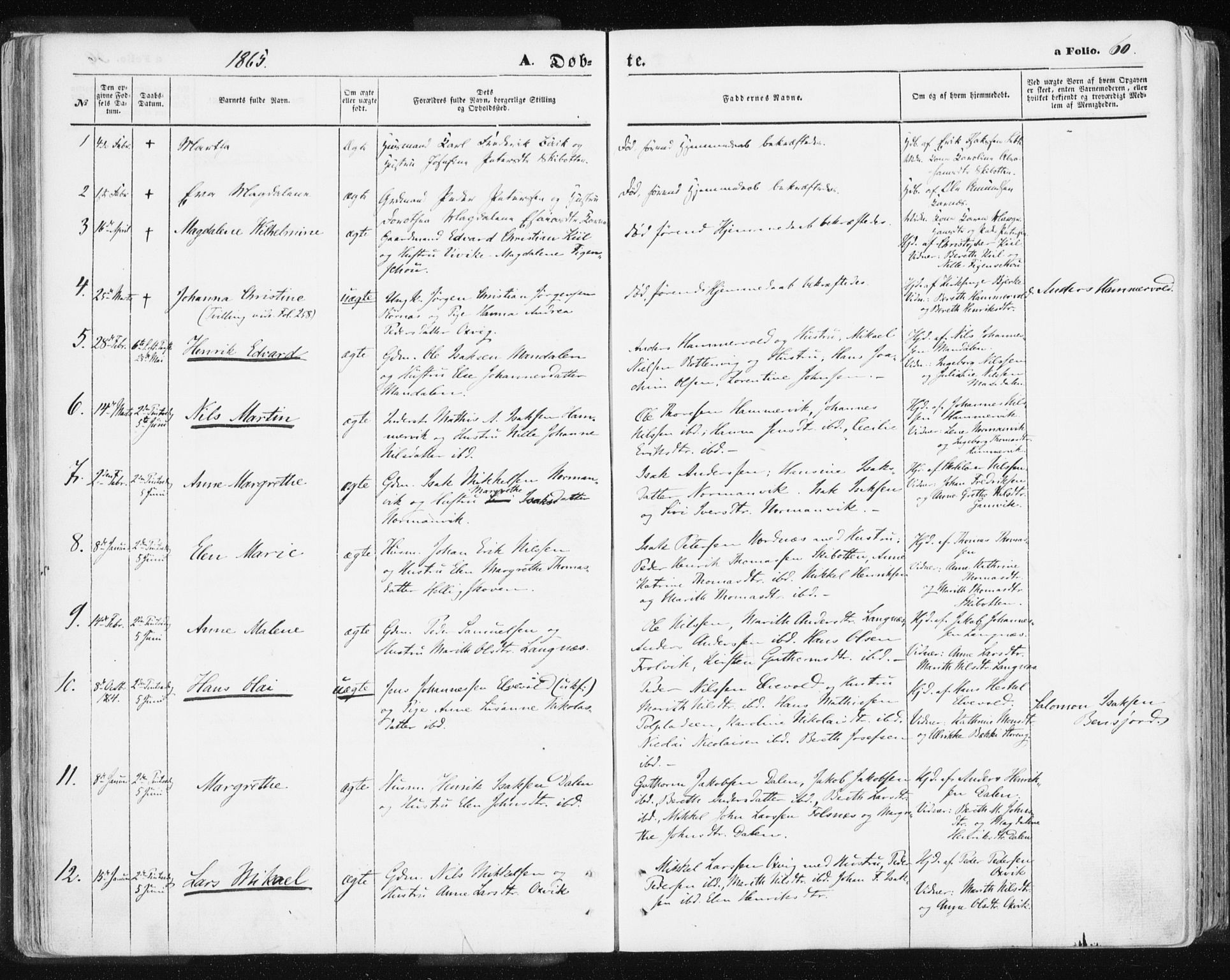 Lyngen sokneprestembete, SATØ/S-1289/H/He/Hea/L0005kirke: Parish register (official) no. 5, 1859-1869, p. 60