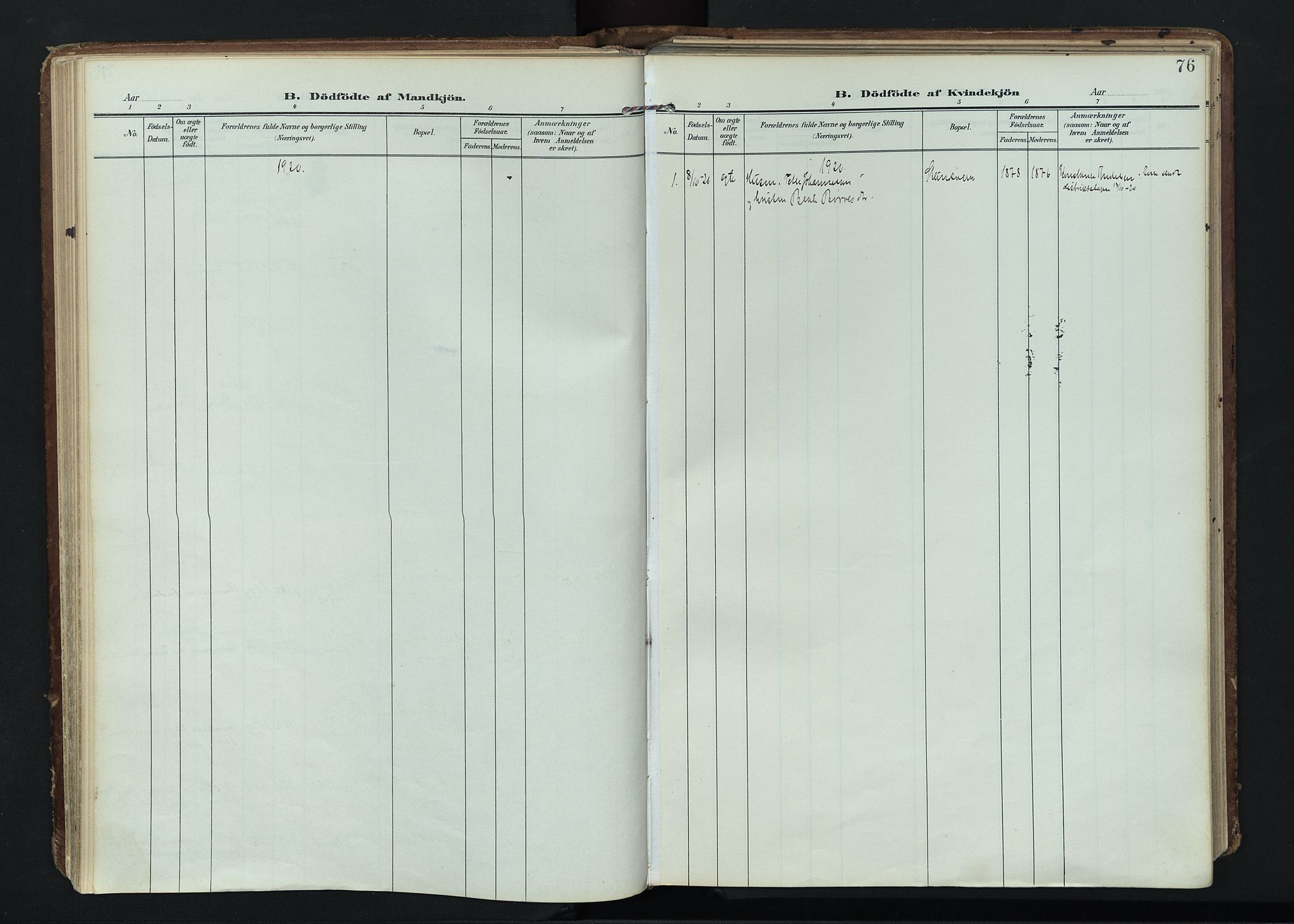 Vardal prestekontor, SAH/PREST-100/H/Ha/Haa/L0020: Parish register (official) no. 20, 1907-1921, p. 76