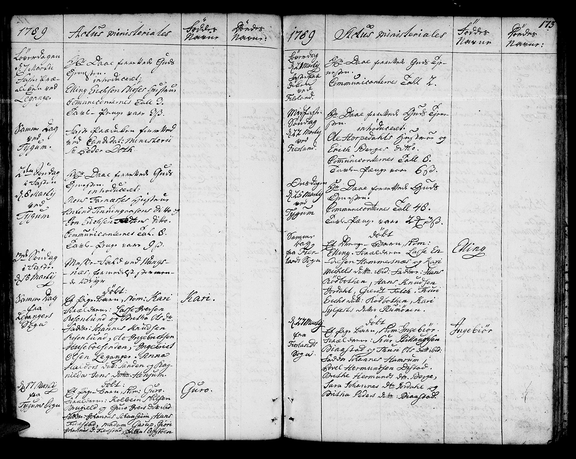 Leikanger sokneprestembete, SAB/A-81001: Parish register (official) no. A 4, 1770-1791, p. 173