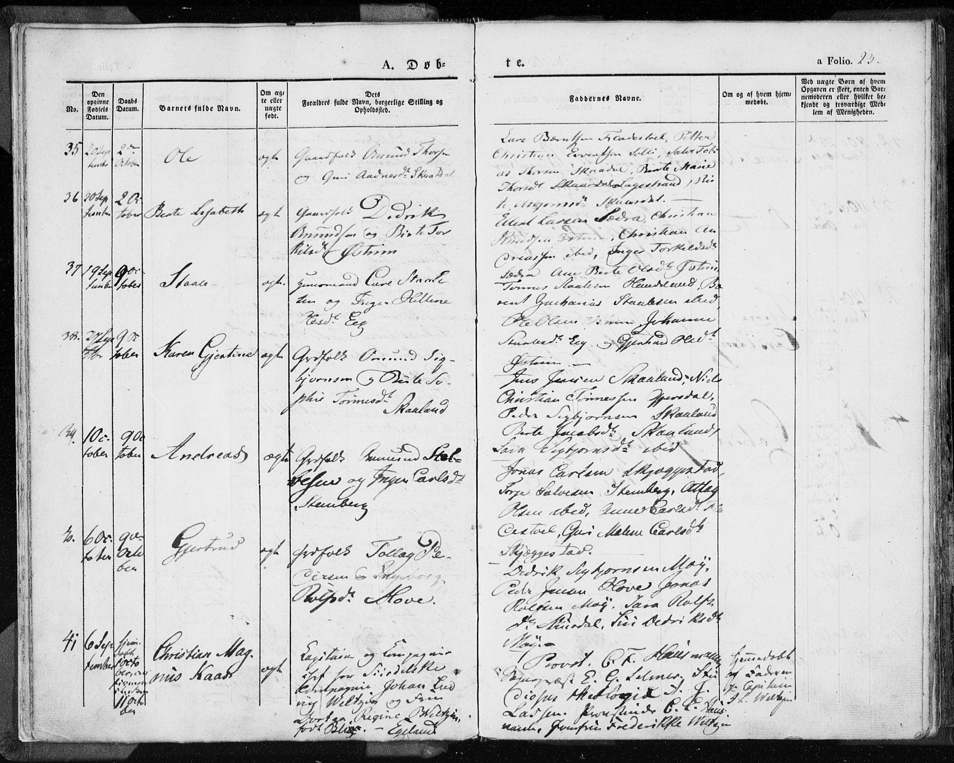 Lund sokneprestkontor, SAST/A-101809/S06/L0007: Parish register (official) no. A 7.1, 1833-1854, p. 23