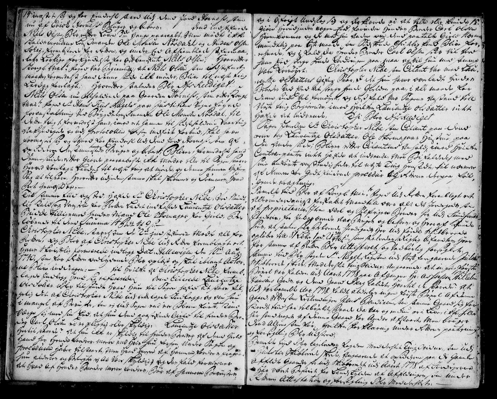 Sunnfjord tingrett, AV/SAB-A-3201/1/F/Fa/Faa/L0012: Tingbok  - gardar under Lenets gods, 1740-1745, p. 14-15
