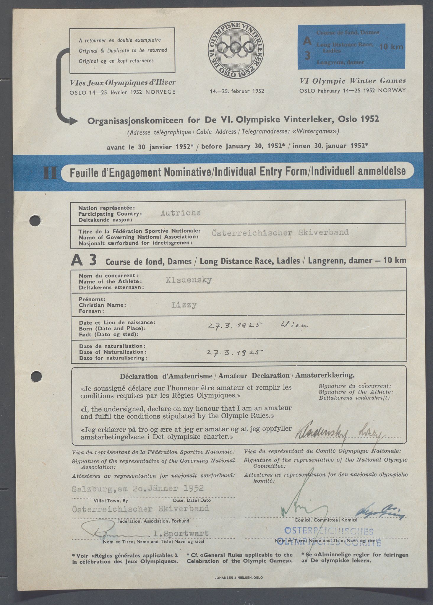 Organisasjonskomiteen for de VI. olympiske vinterleker, OBA/A-20130/H/Ha, 1951-1952, p. 186