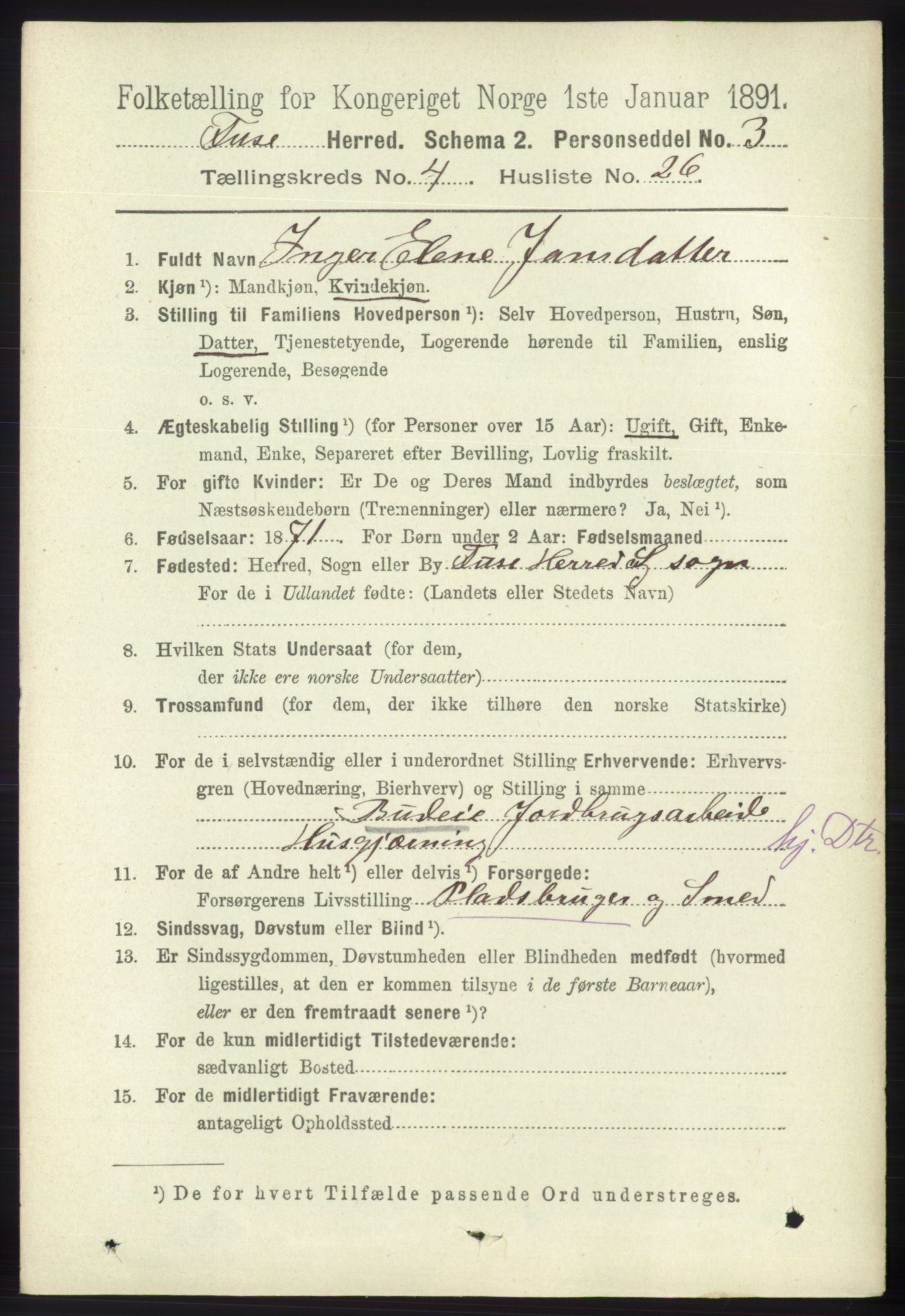 RA, 1891 census for 1241 Fusa, 1891, p. 858