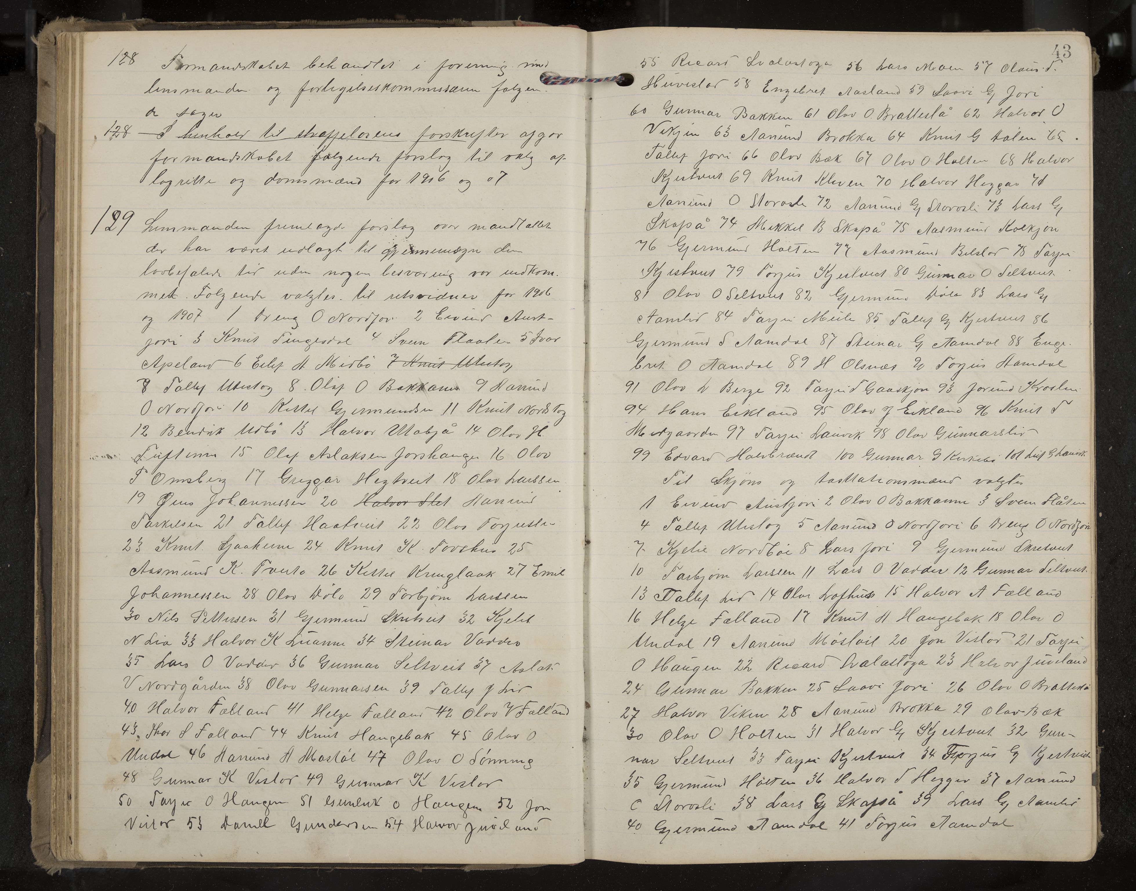 Mo formannskap og sentraladministrasjon, IKAK/0832021/A/L0004: Møtebok, 1903-1915, p. 43
