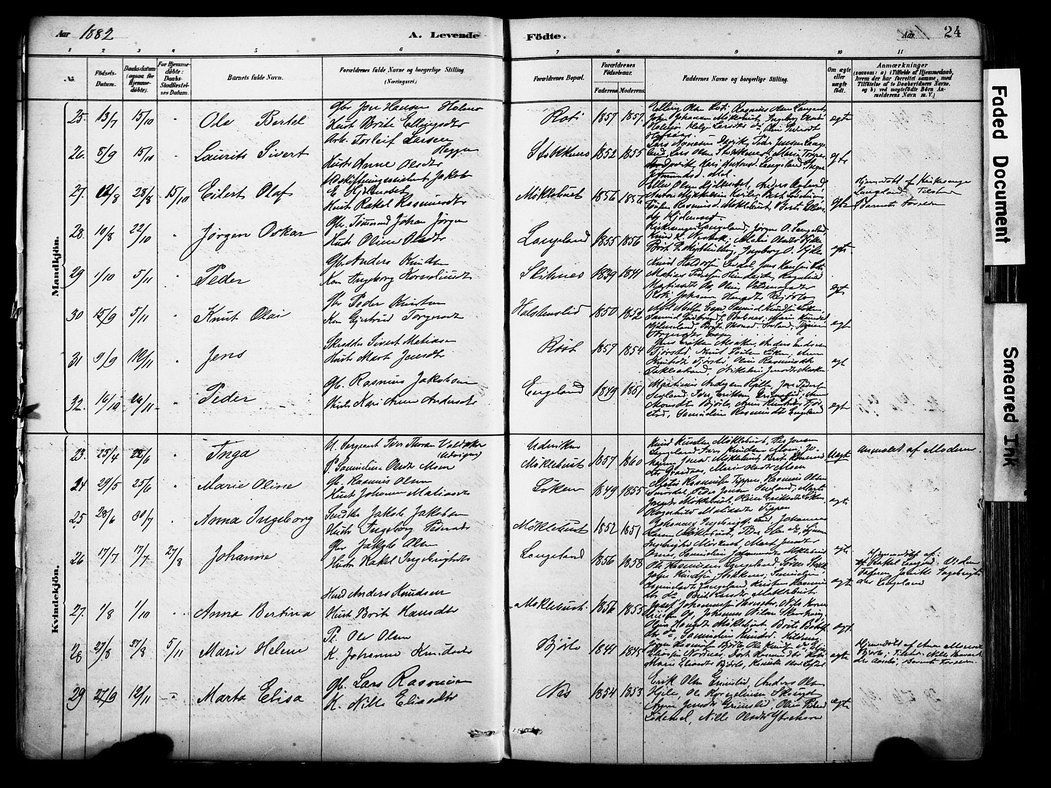 Eid sokneprestembete, SAB/A-82301/H/Haa/Haab/L0001: Parish register (official) no. B 1, 1879-1906, p. 24