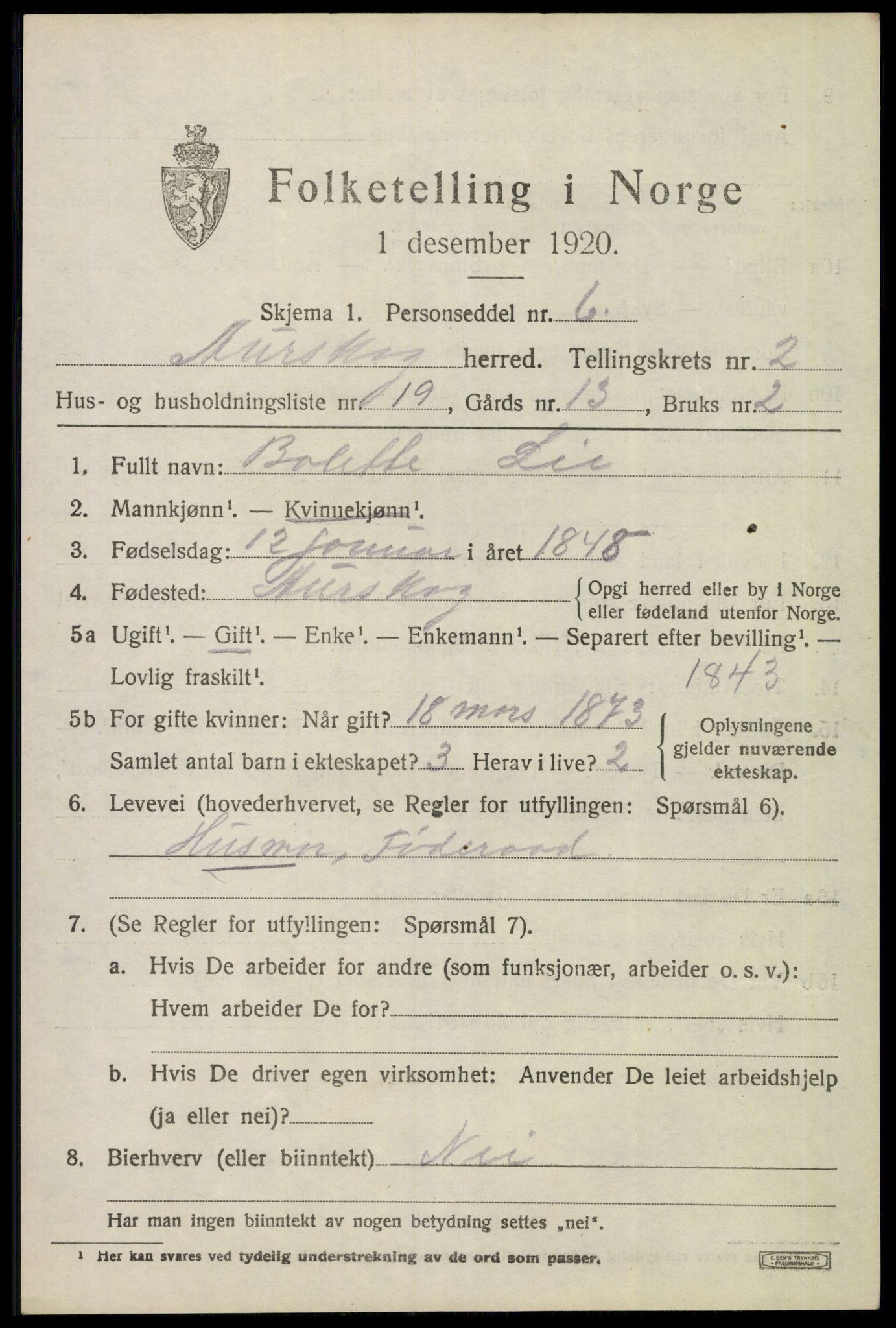 SAO, 1920 census for Aurskog, 1920, p. 1898