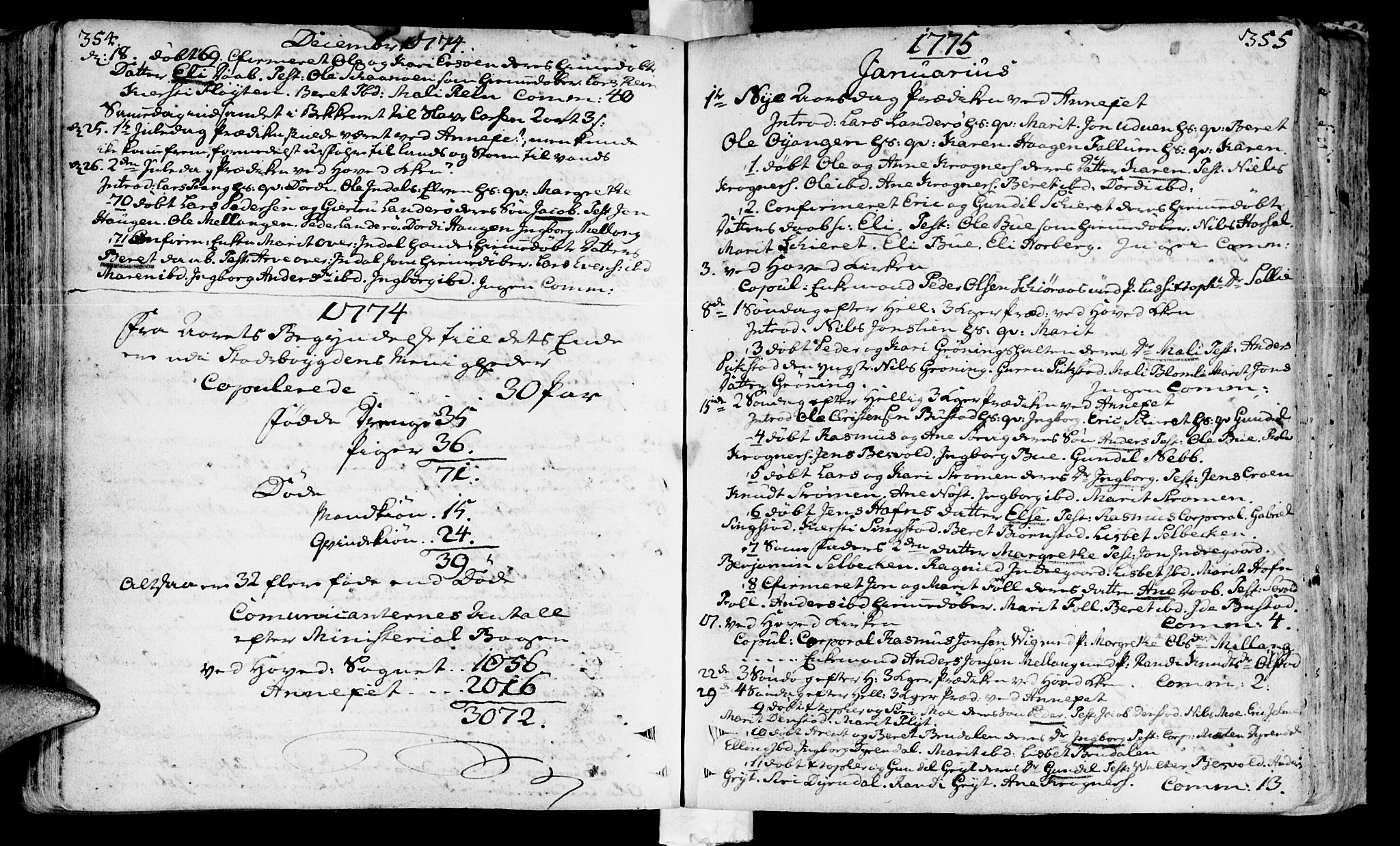Ministerialprotokoller, klokkerbøker og fødselsregistre - Sør-Trøndelag, SAT/A-1456/646/L0605: Parish register (official) no. 646A03, 1751-1790, p. 354-355