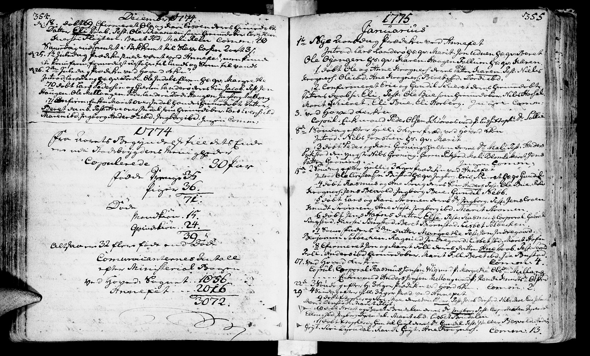 Ministerialprotokoller, klokkerbøker og fødselsregistre - Sør-Trøndelag, AV/SAT-A-1456/646/L0605: Parish register (official) no. 646A03, 1751-1790, p. 354-355