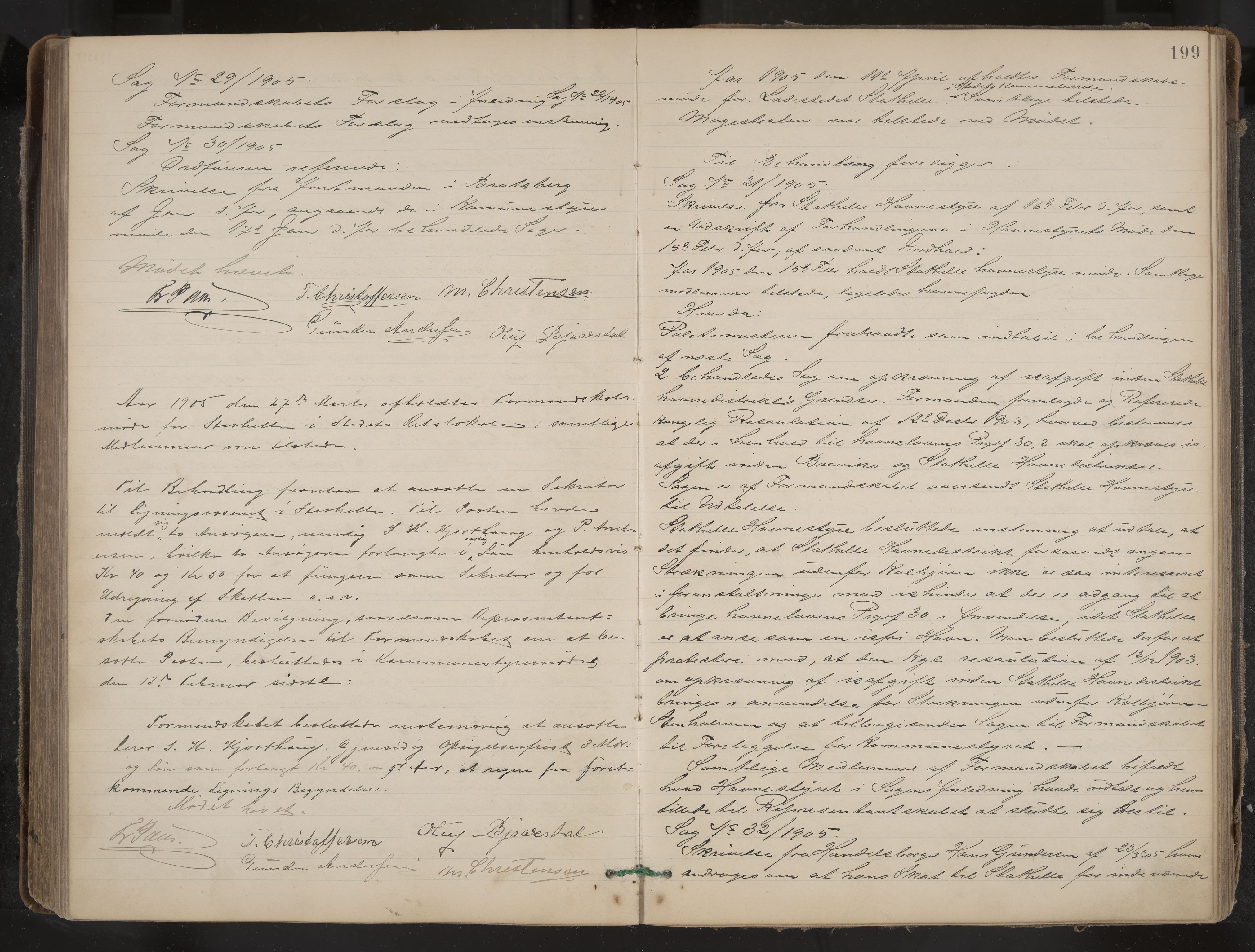 Stathelle formannskap og sentraladministrasjon, IKAK/0803021/A/L0002: Møtebok, 1892-1909, p. 199
