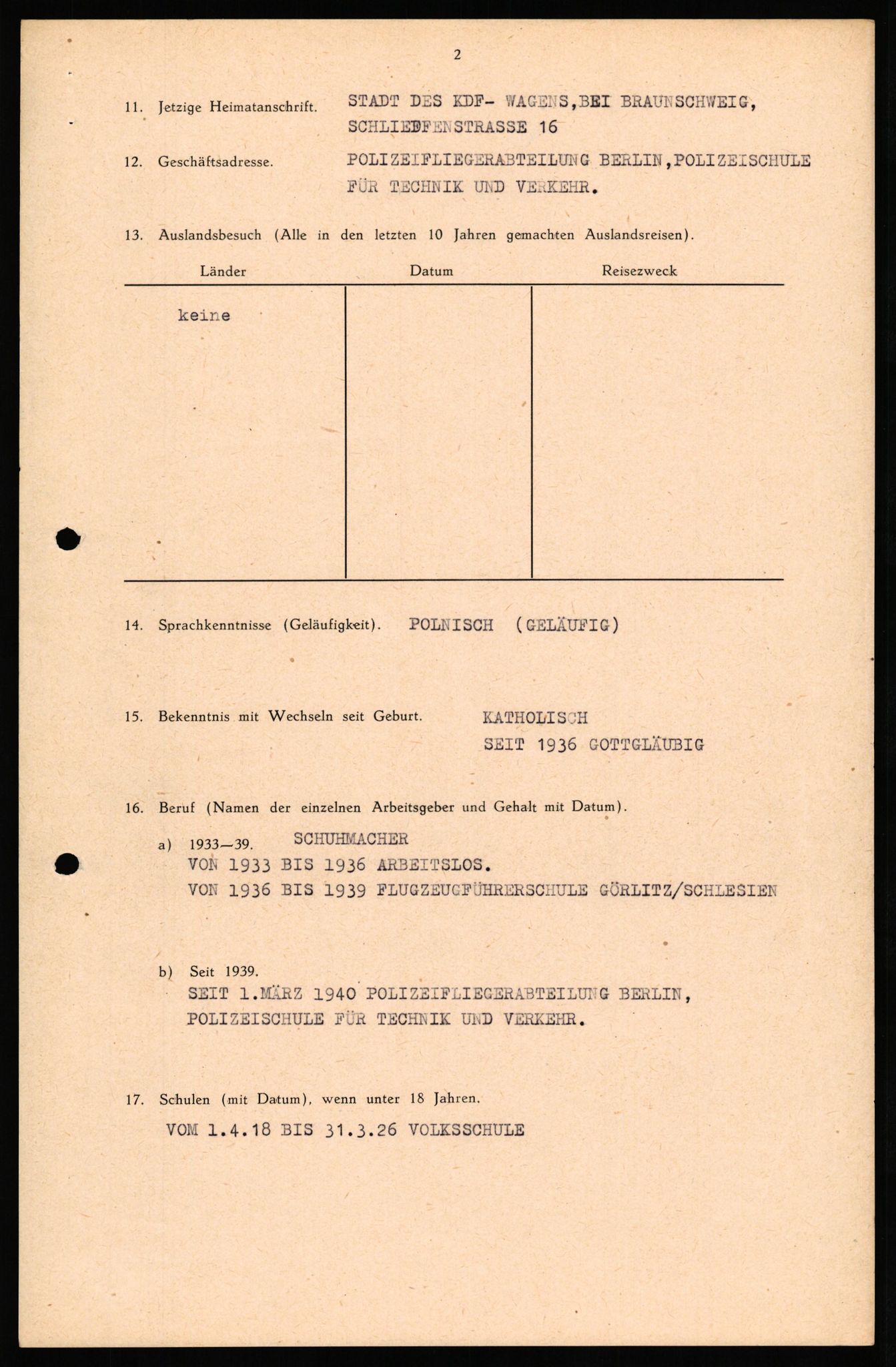 Forsvaret, Forsvarets overkommando II, AV/RA-RAFA-3915/D/Db/L0032: CI Questionaires. Tyske okkupasjonsstyrker i Norge. Tyskere., 1945-1946, p. 388