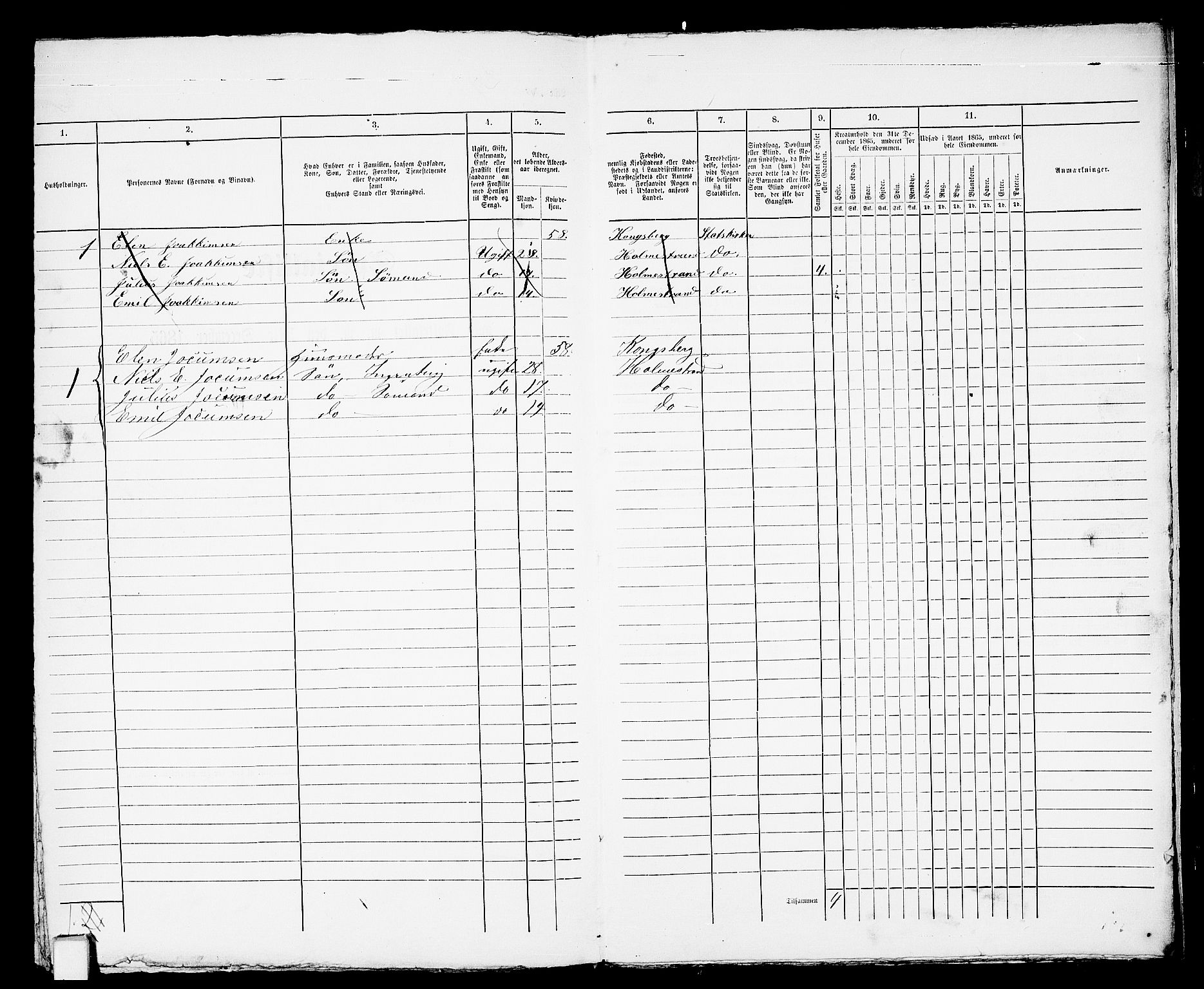 RA, 1865 census for Horten, 1865, p. 824