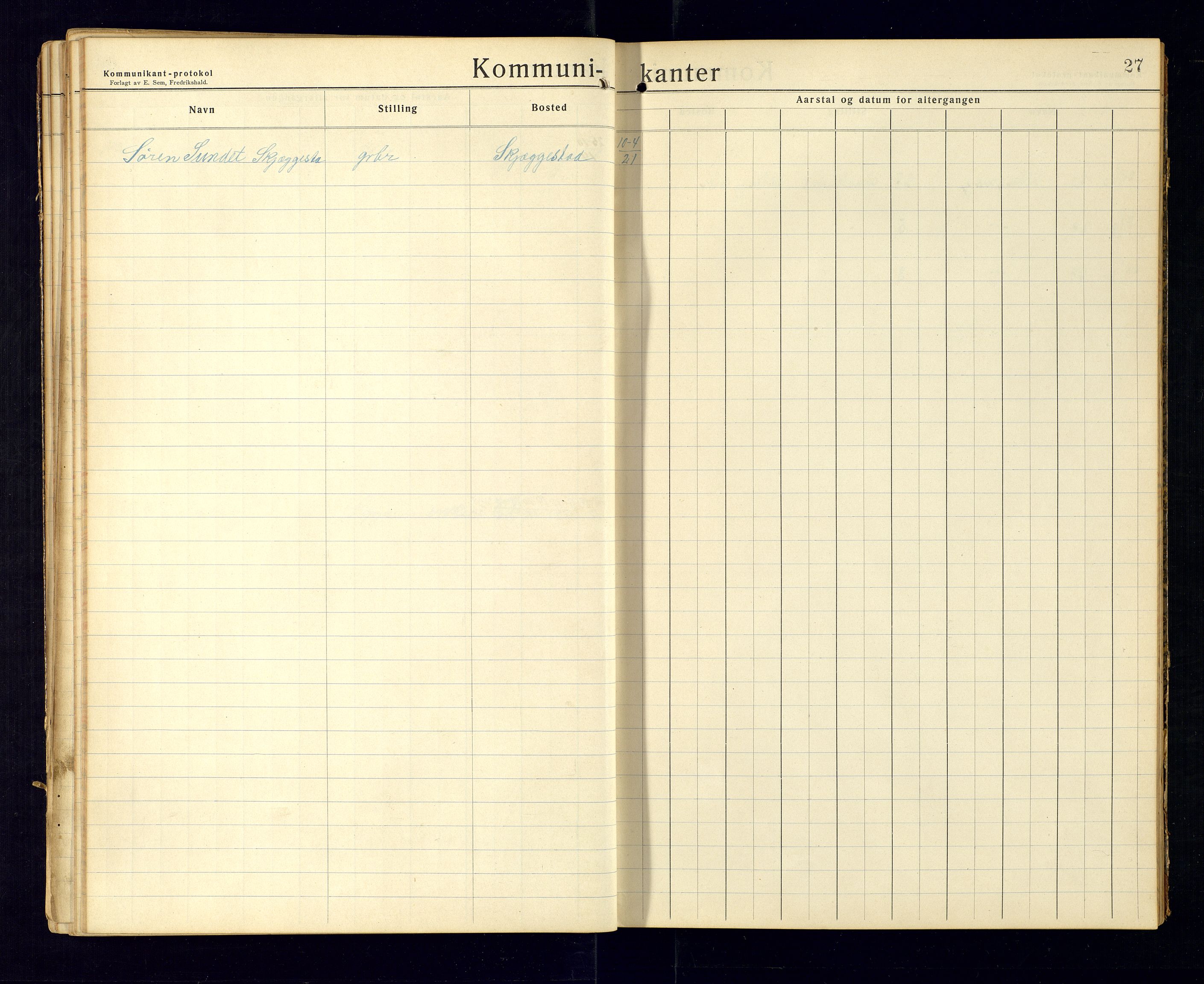 Bjelland sokneprestkontor, SAK/1111-0005/F/Fc/Fca/L0002: Communicants register no. C-3, 1912-1958, p. 27