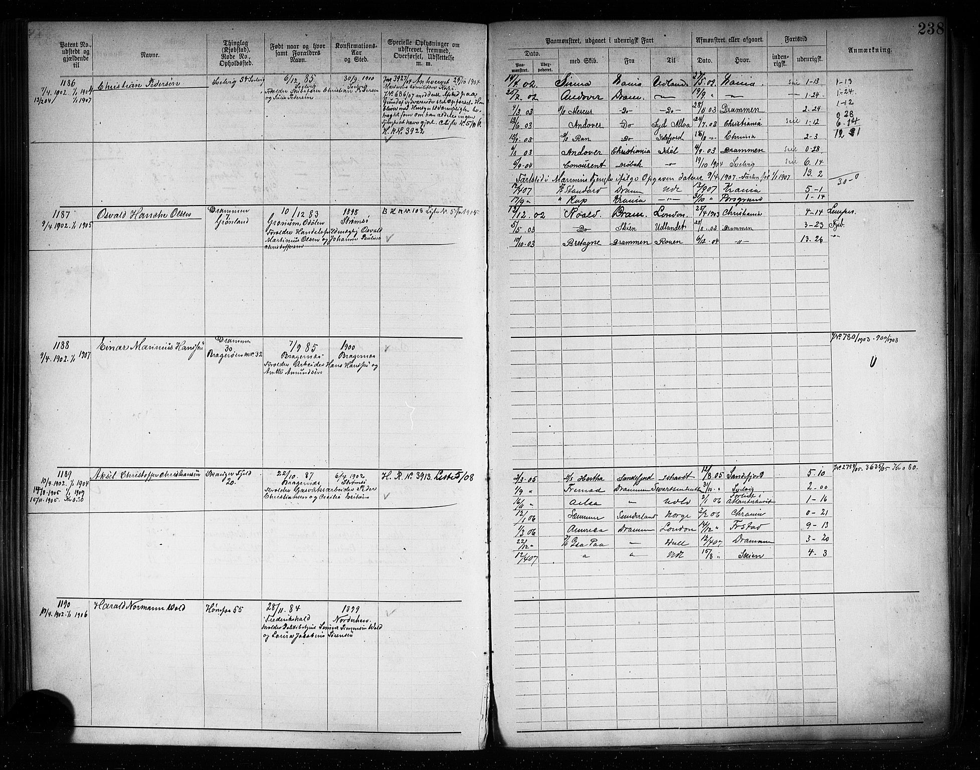 Drammen innrulleringsdistrikt, SAKO/A-781/F/Fb/L0005: Annotasjonsrulle, 1894-1905, p. 241