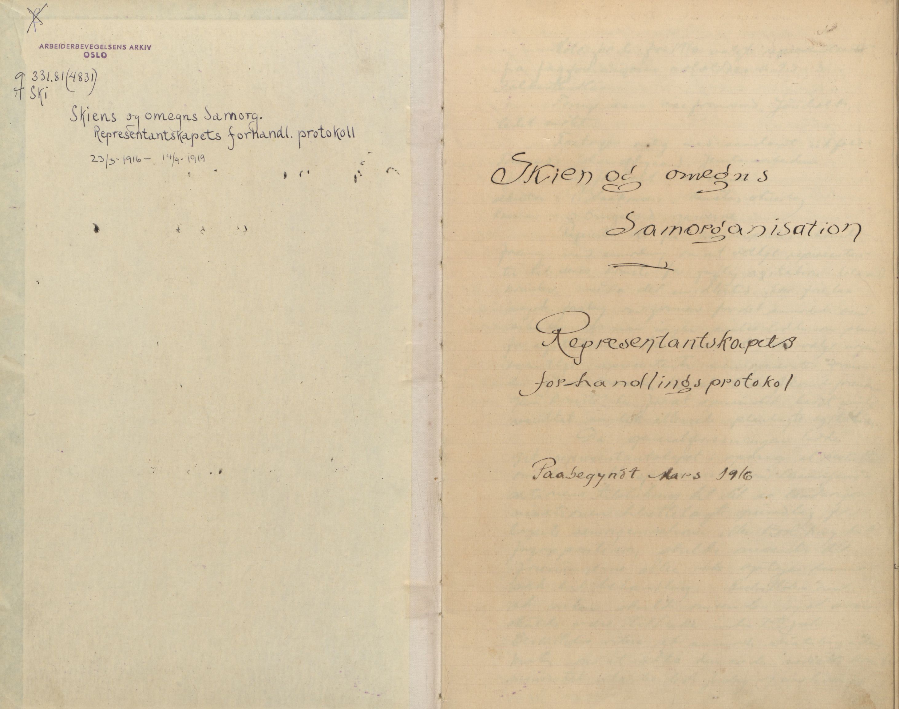 Skien faglige Samorganisasjon, AAT/AAT-806032/A/L0002: Møtebok, 1916-1919