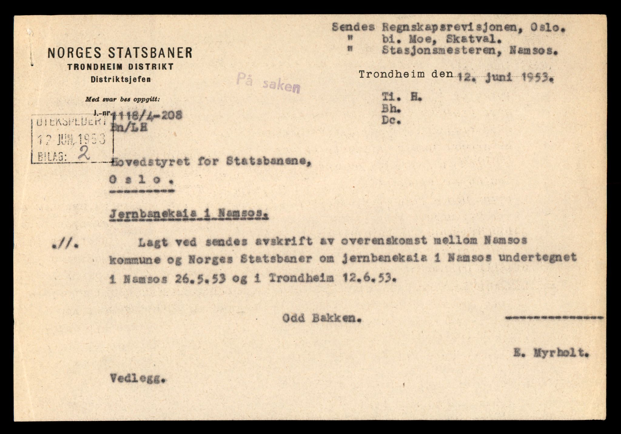 Norges statsbaner (NSB) - Trondheim distrikt, AV/SAT-A-6436/0002/Dd/L0819: --, 1936-1990, p. 907