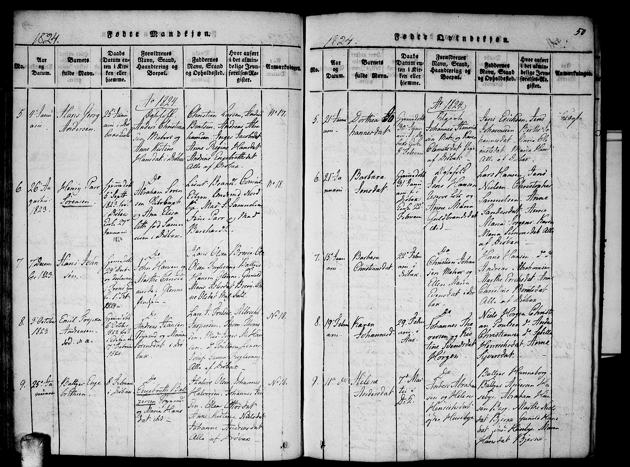 Drøbak prestekontor Kirkebøker, SAO/A-10142a/F/Fa/L0001: Parish register (official) no. I 1, 1816-1842, p. 50