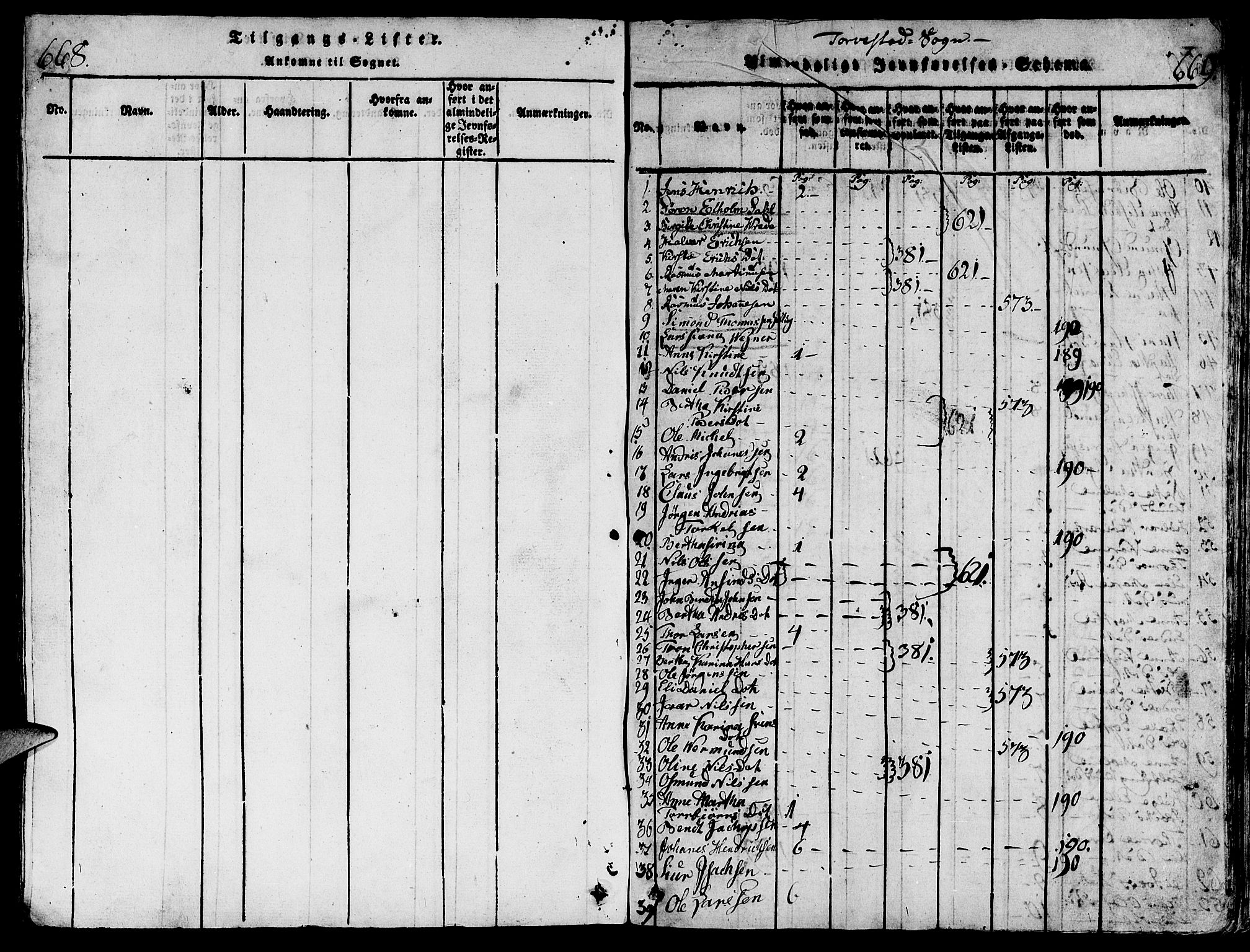 Torvastad sokneprestkontor, SAST/A -101857/H/Ha/Hab/L0001: Parish register (copy) no. B 1 /1, 1817-1835, p. 668-669