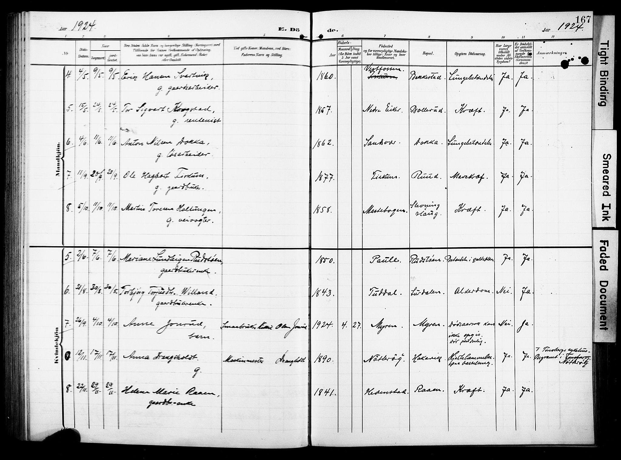 Fiskum kirkebøker, AV/SAKO-A-15/F/Fa/L0004: Parish register (official) no. 4, 1906-1924, p. 167